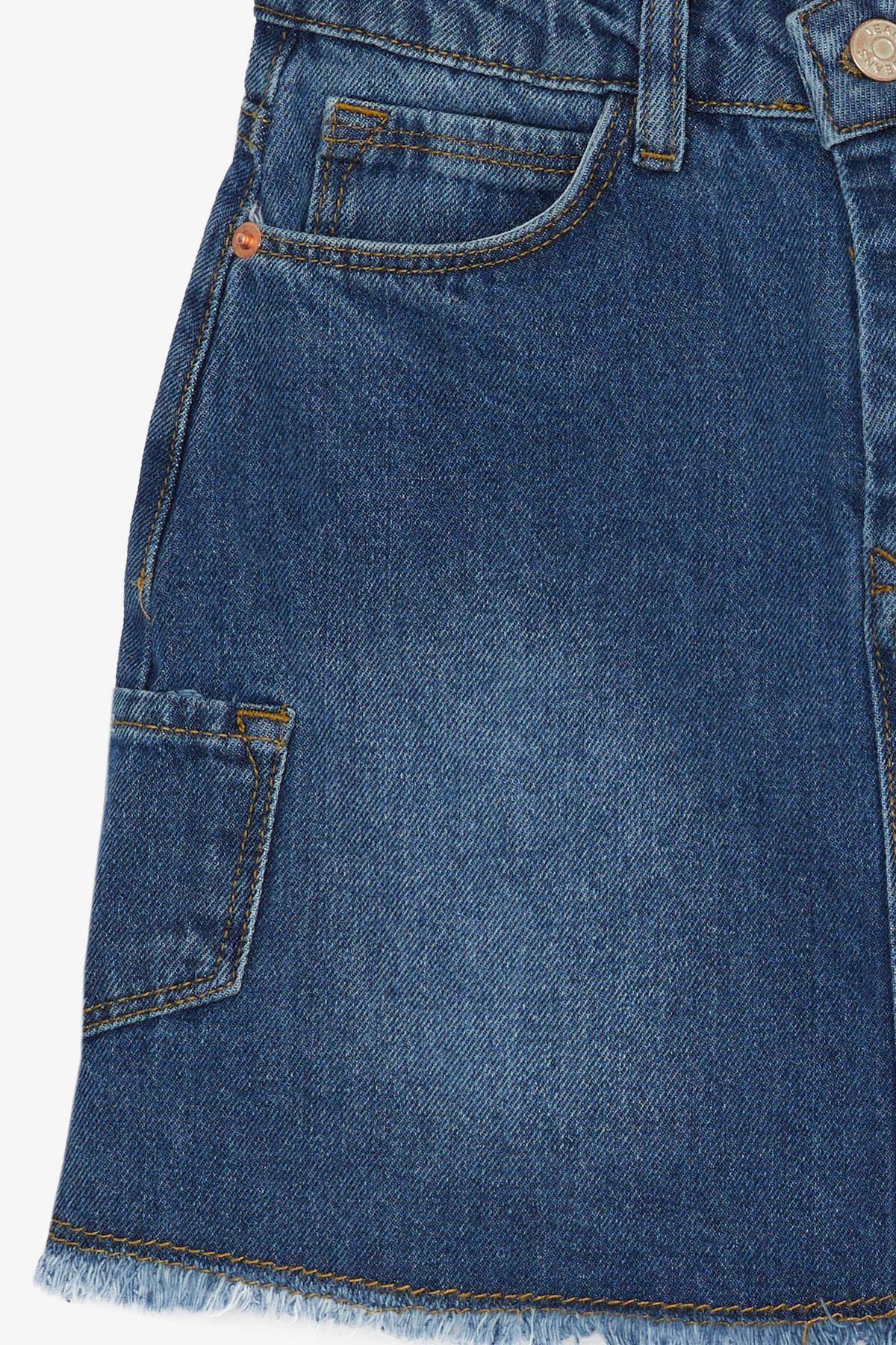 Breeze Kız Çocuk Etek Jean Cepli Koyu Mavi (12-14 Yaş)