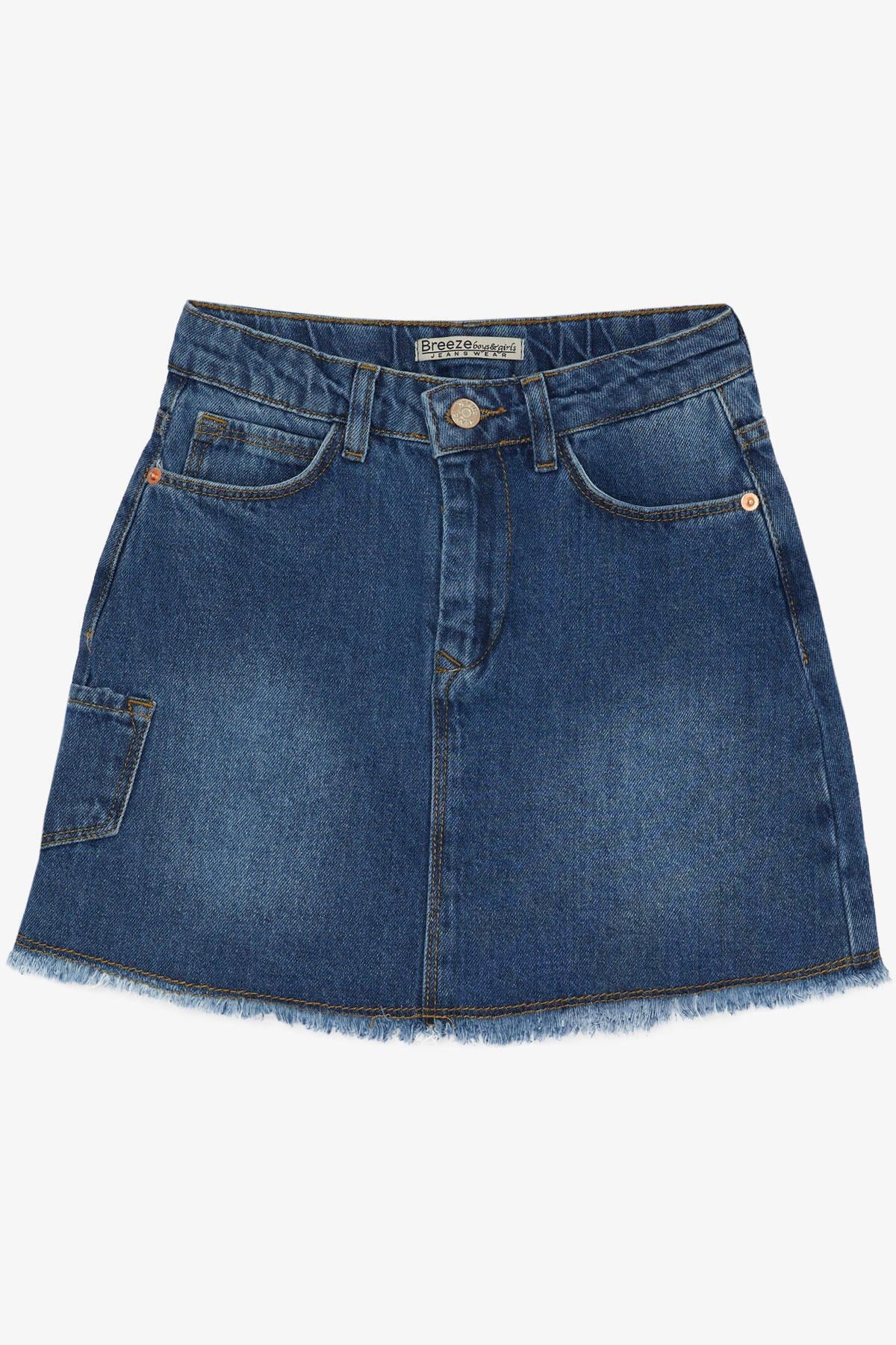 Breeze Kız Çocuk Etek Jean Cepli Koyu Mavi (12-14 Yaş)