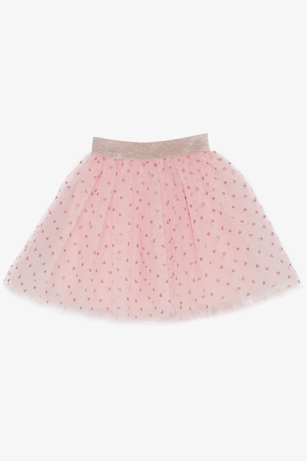 Breeze Kız Çocuk Etek Simli Kalpli Tüllü Pembe (5-10 Yaş)