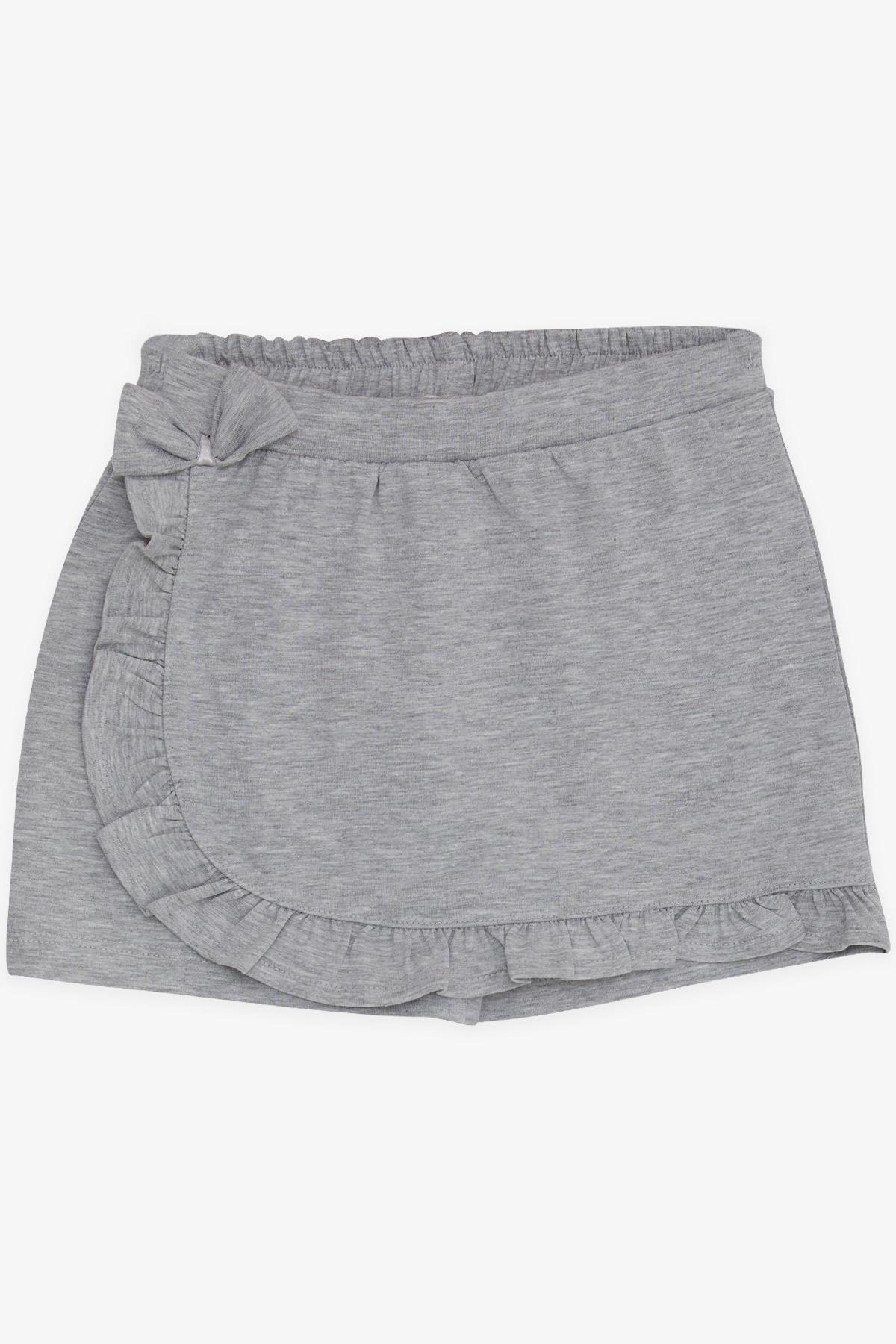 Breeze Kız Çocuk Etek Şort Fırfırlı Fiyonklu Gri Melanj (1.5-10 Yaş)