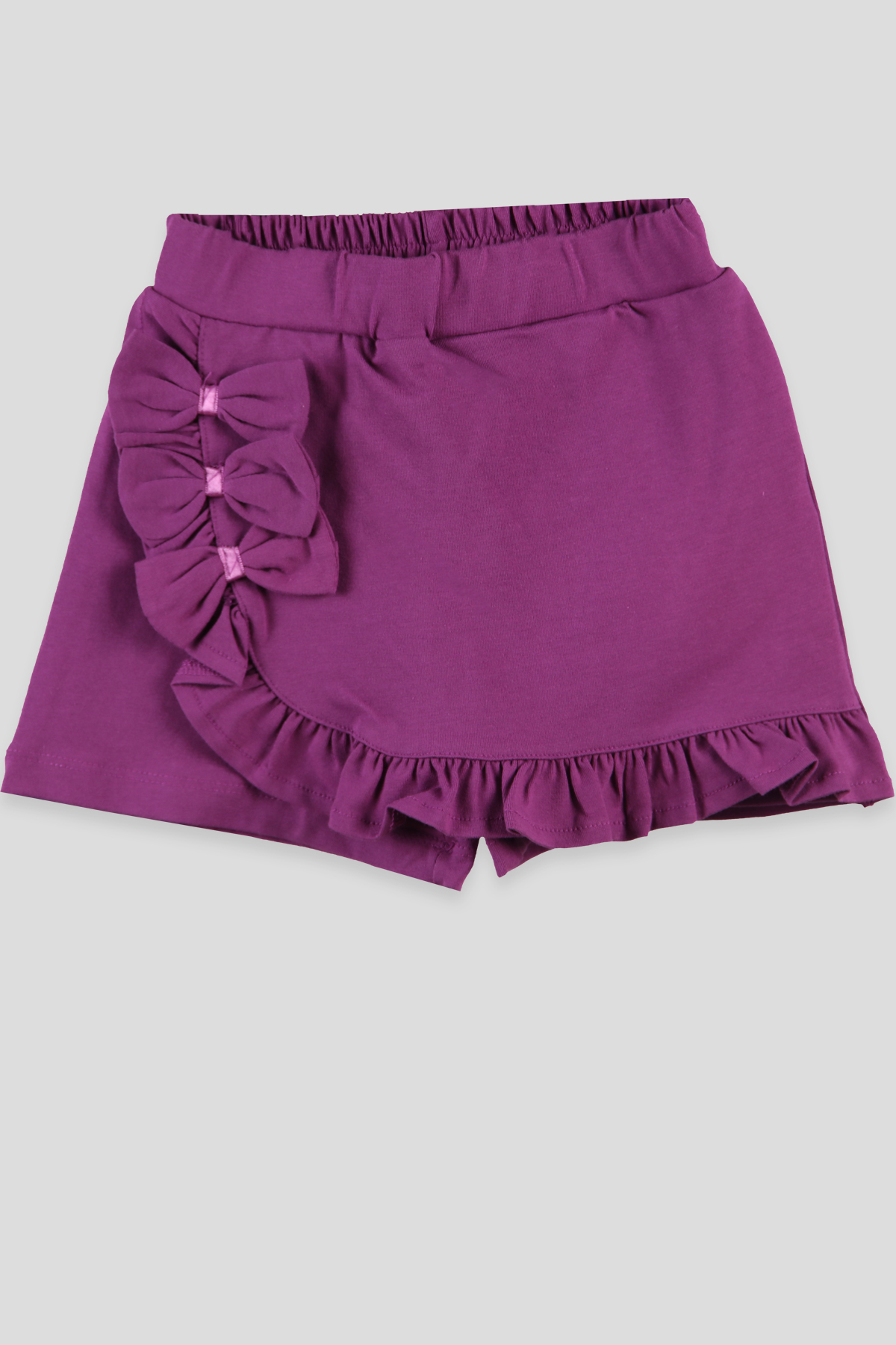 Breeze Kız Çocuk Etek Şort Fırfırlı Kurdelalı Mor (5-10 Yaş)