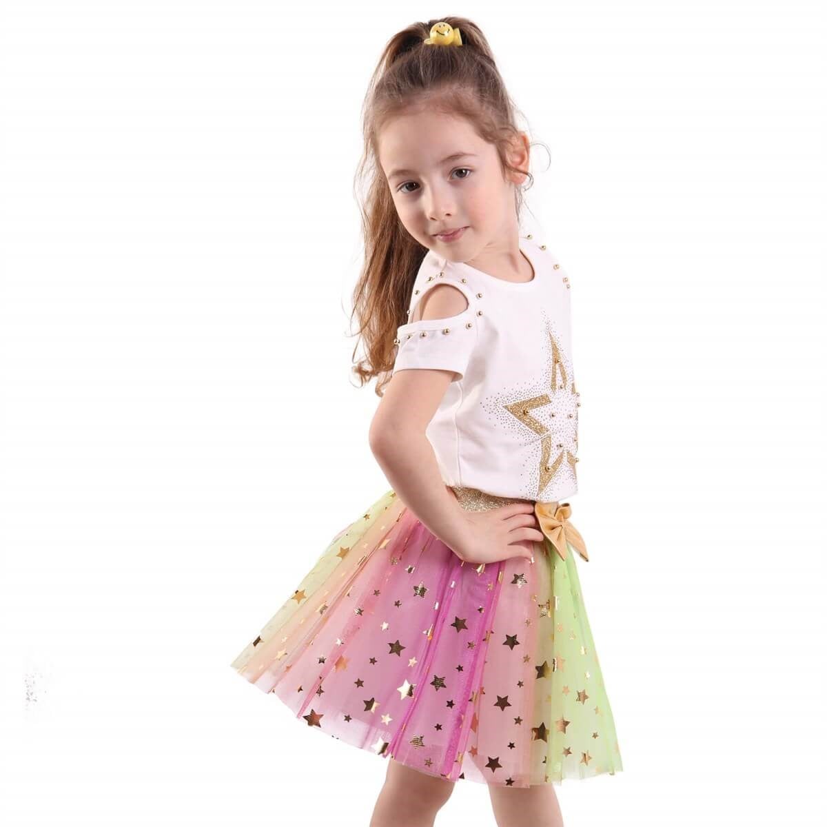 Breeze Kız Çocuk Etek Tütü Yıldızlı Renkli (6-12 Yaş)