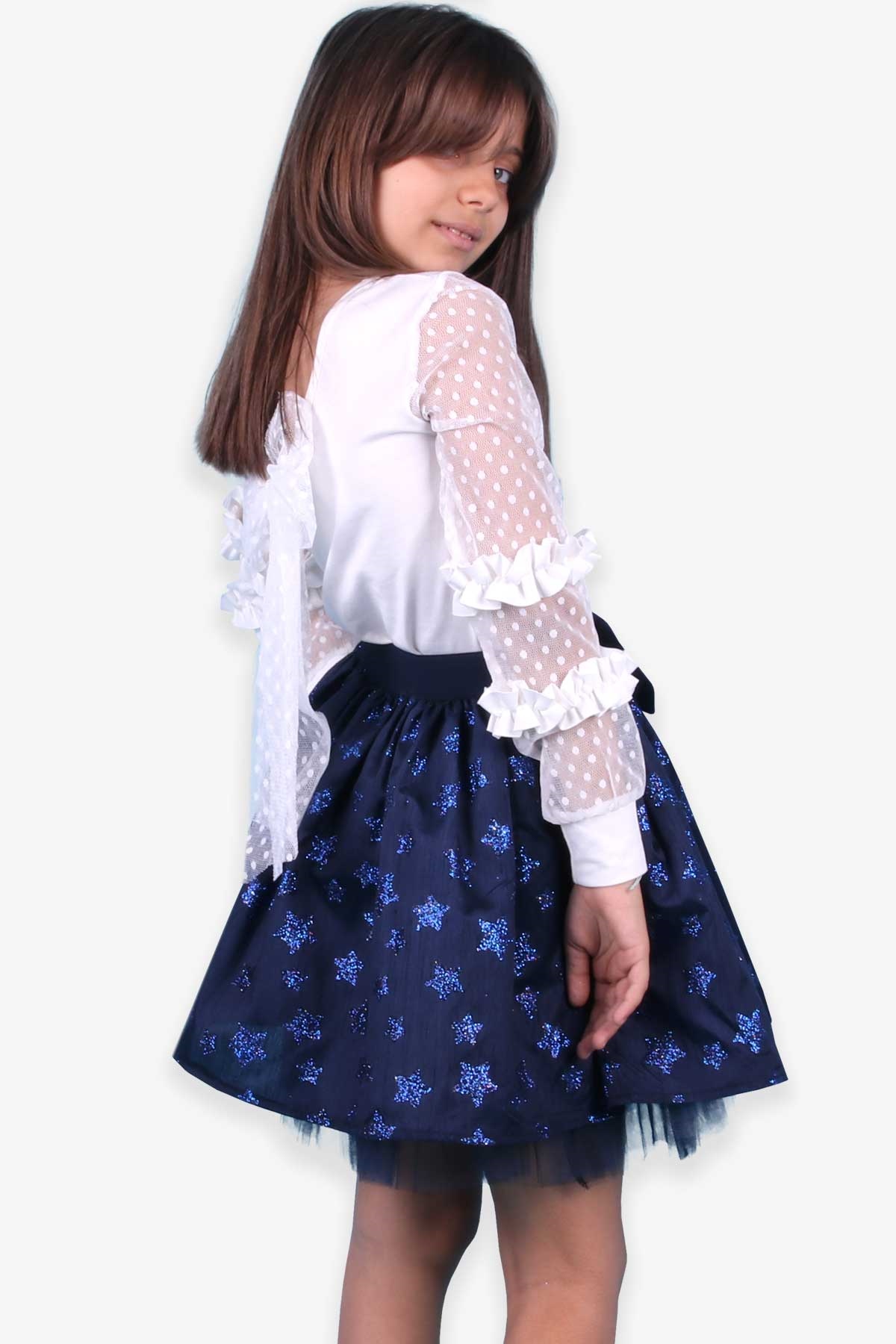 Breeze Kız Çocuk Etek Yıldızlı Simli Koyu Mavi (5 Yaş)