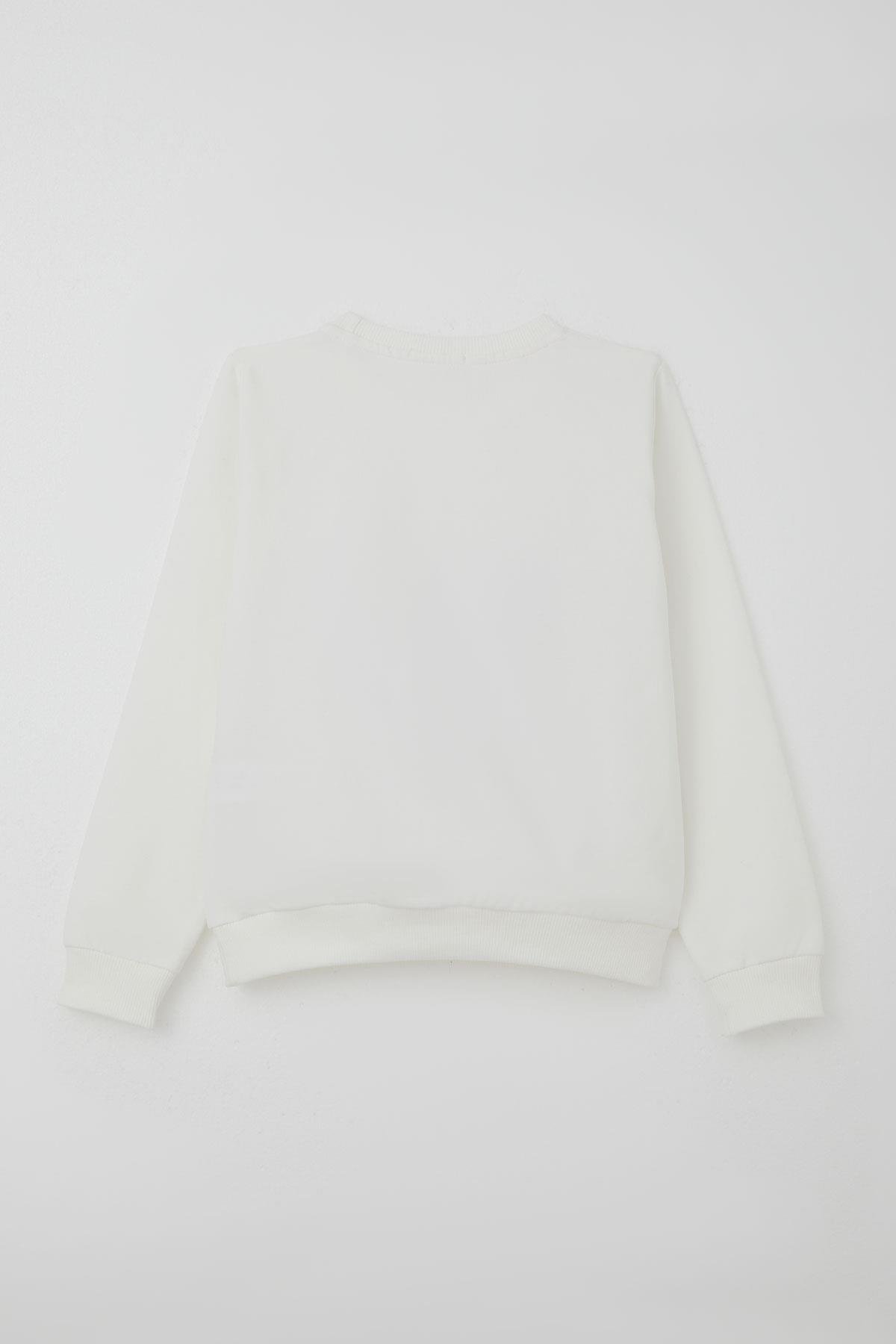 Breeze Kız Çocuk Etekli Takım Taş İşlemeli Fiyonk Aksesuarlı Beyaz (6-12 Yaş)