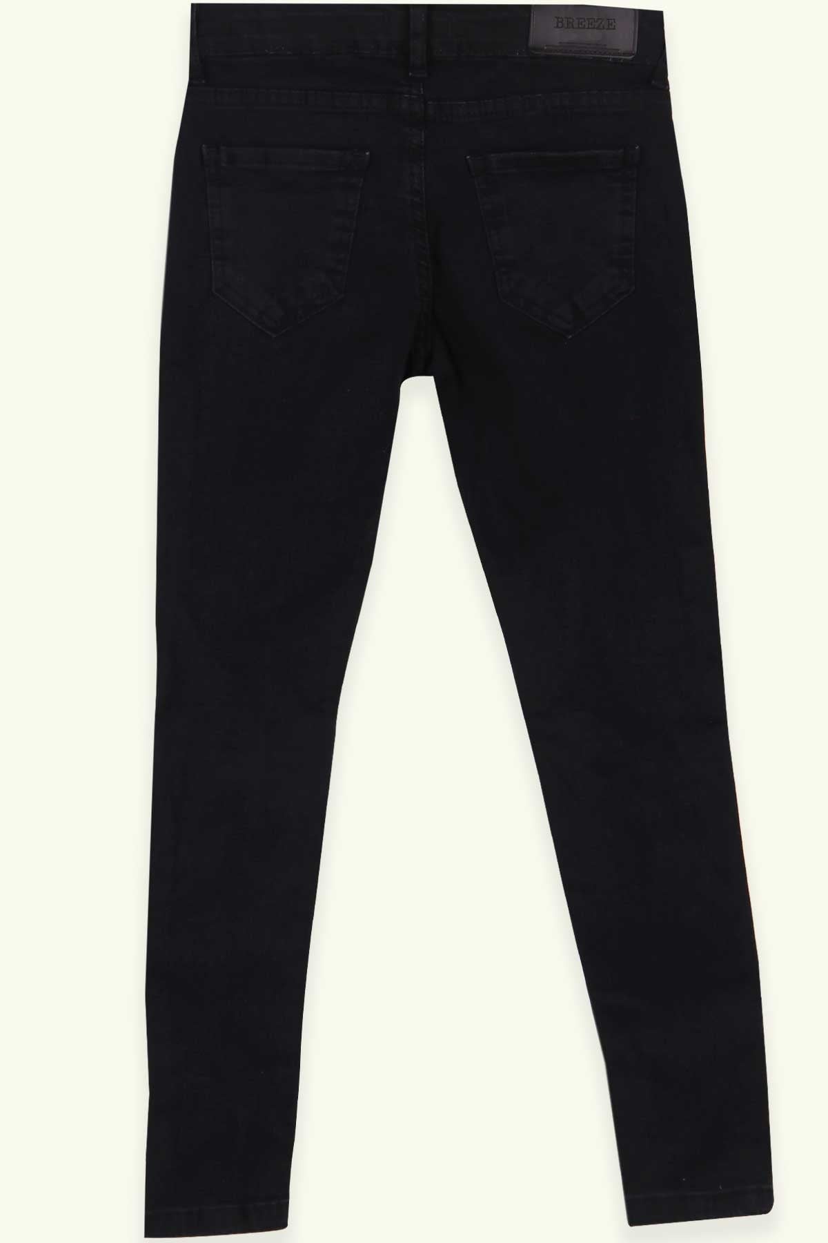 Breeze Kız Çocuk Gabardin Pantolon Dizleri Yırtık Siyah (8-14 Yaş)