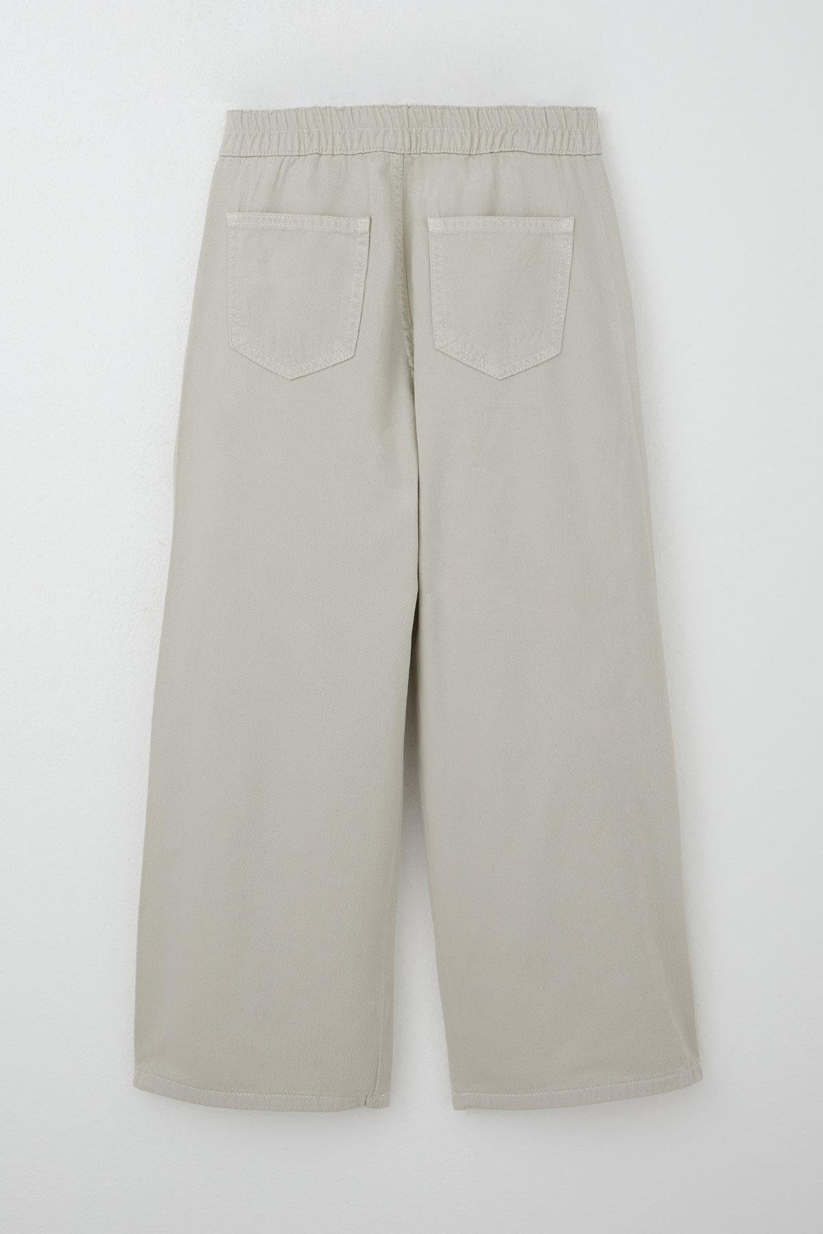 Breeze Kız Çocuk Gabardin Pantolon Geniş Paça Beli Lastikli Taş (5-9 Yaş)