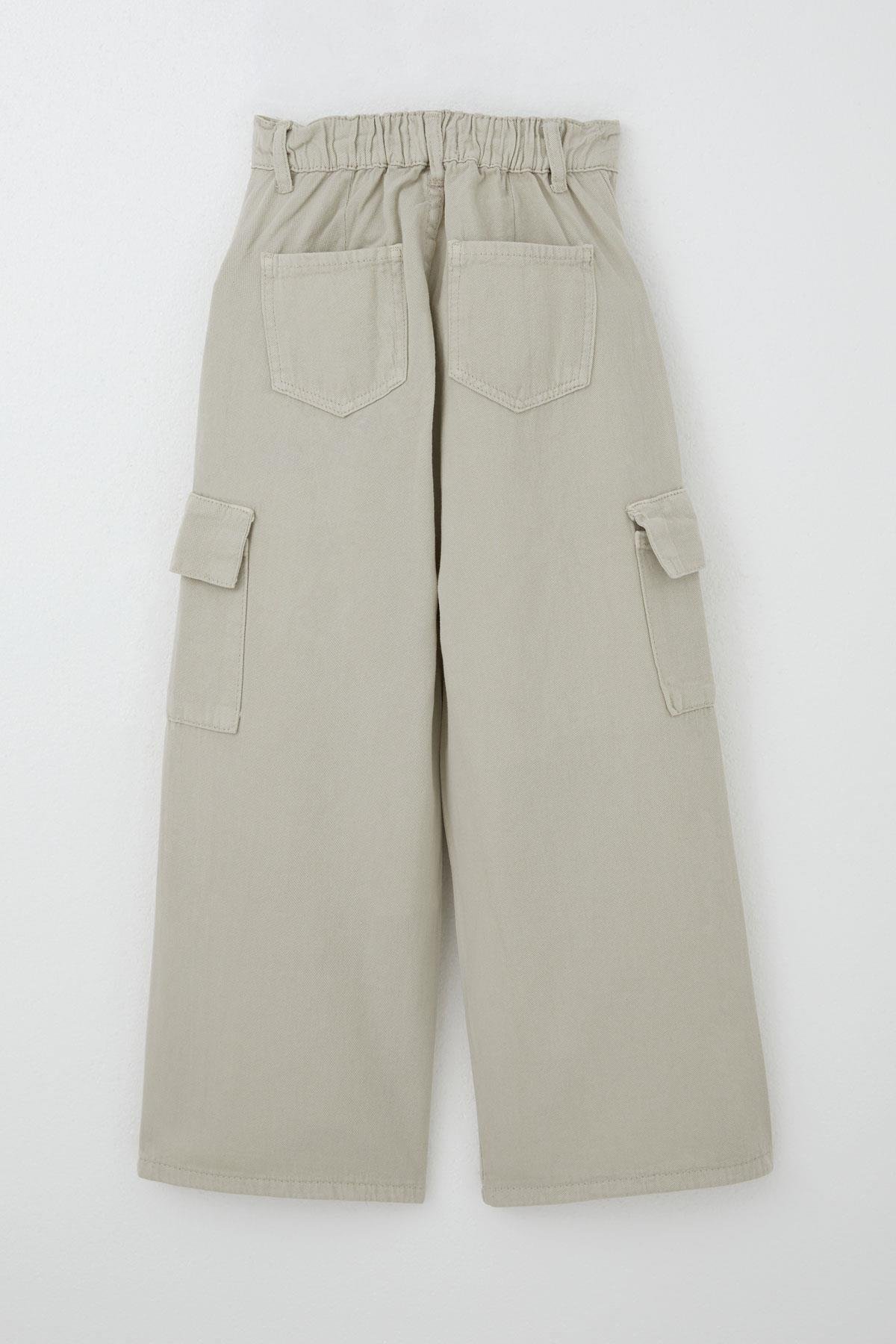 Breeze Kız Çocuk Gabardin Pantolon Kargo Cep Detaylı Taş (5-14 Yaş)