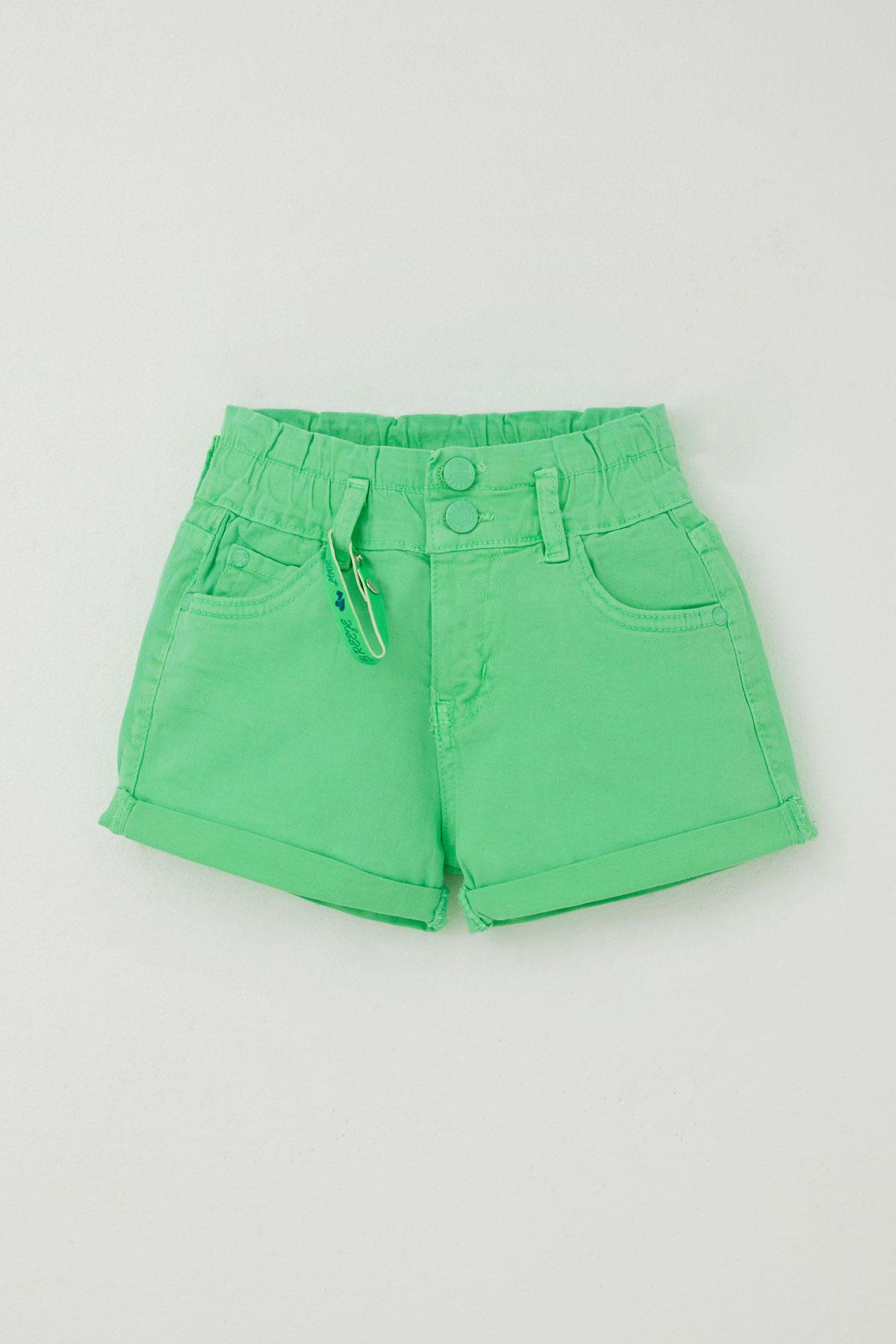 Breeze Kız Çocuk Gabardin Şort Bileklikli Neon Yeşil (8-14 Yaş)