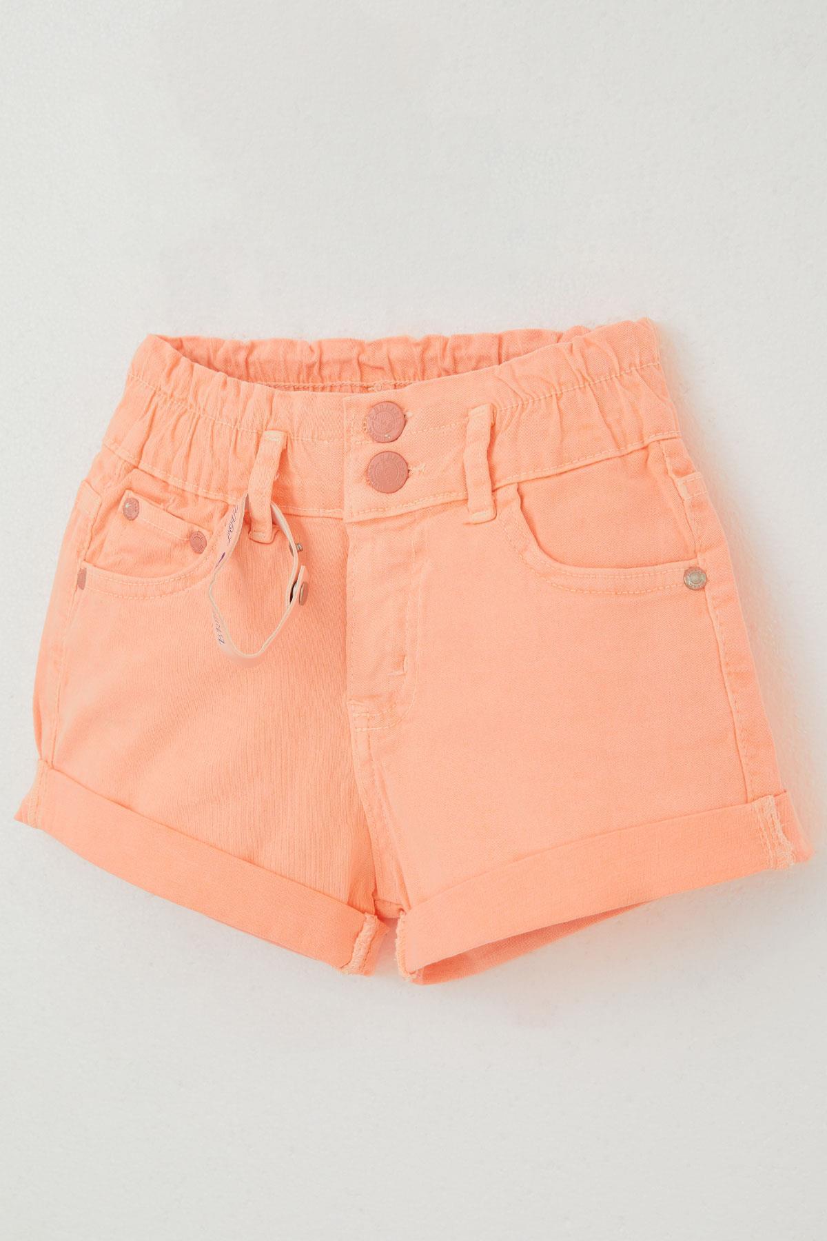 Breeze Kız Çocuk Gabardin Şort Bileklikli Neon Turuncu (8-14 Yaş)