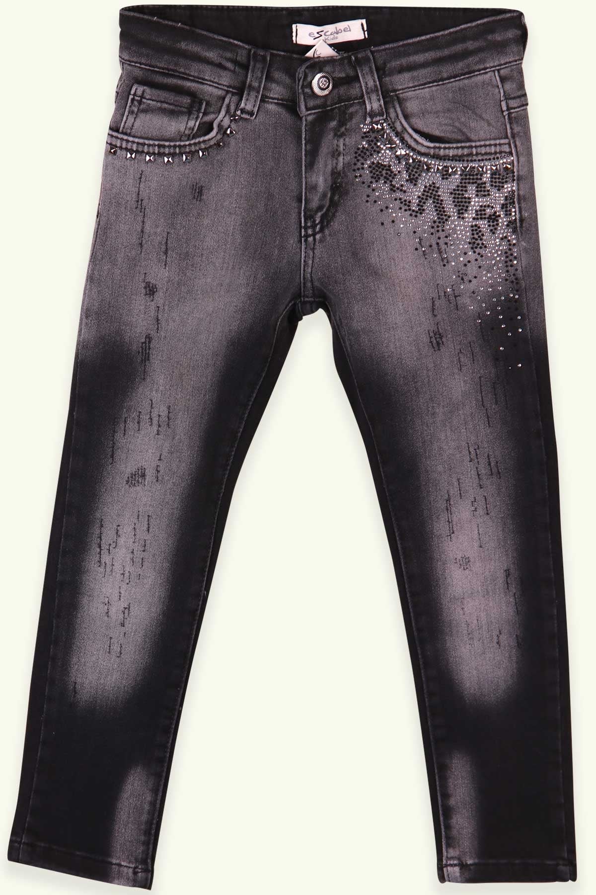 Breeze Kız Çocuk Garson Pantolon Taşlı Siyah (5-8 Yaş)