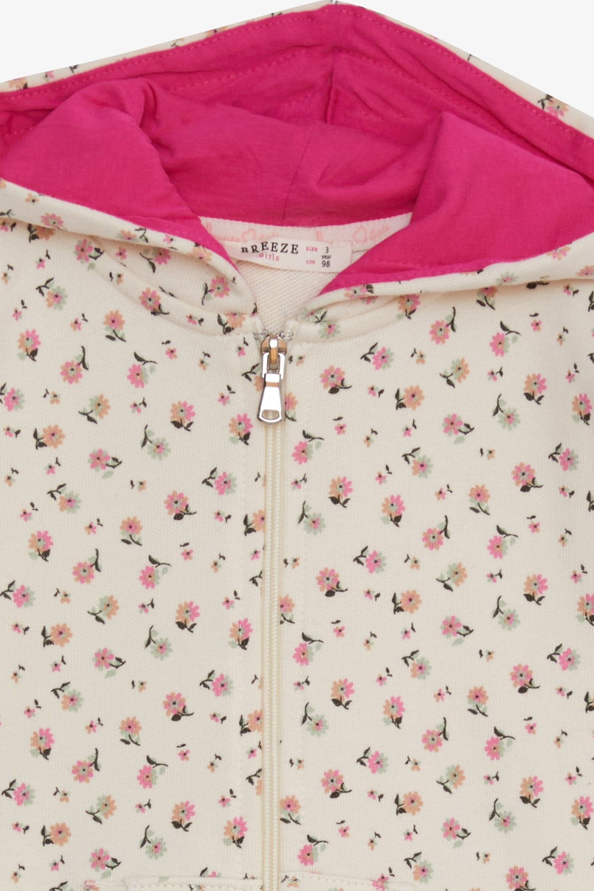 Breeze Kiz Çocuk Hirka Çiçek Desenli Ekru (1.5-5 Yaş)