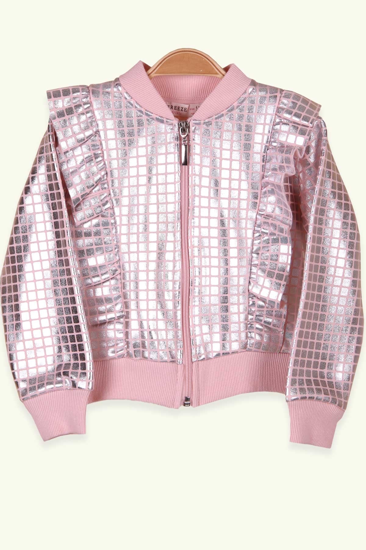 Breeze Kız Çocuk Hırka Fırfırlı Pudra (1.5-5 Yaş)