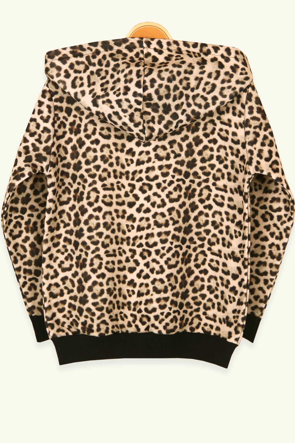 Breeze Kız Çocuk Hırka Kapüşonlu Leoparlı Krem (5-9 Yaş)