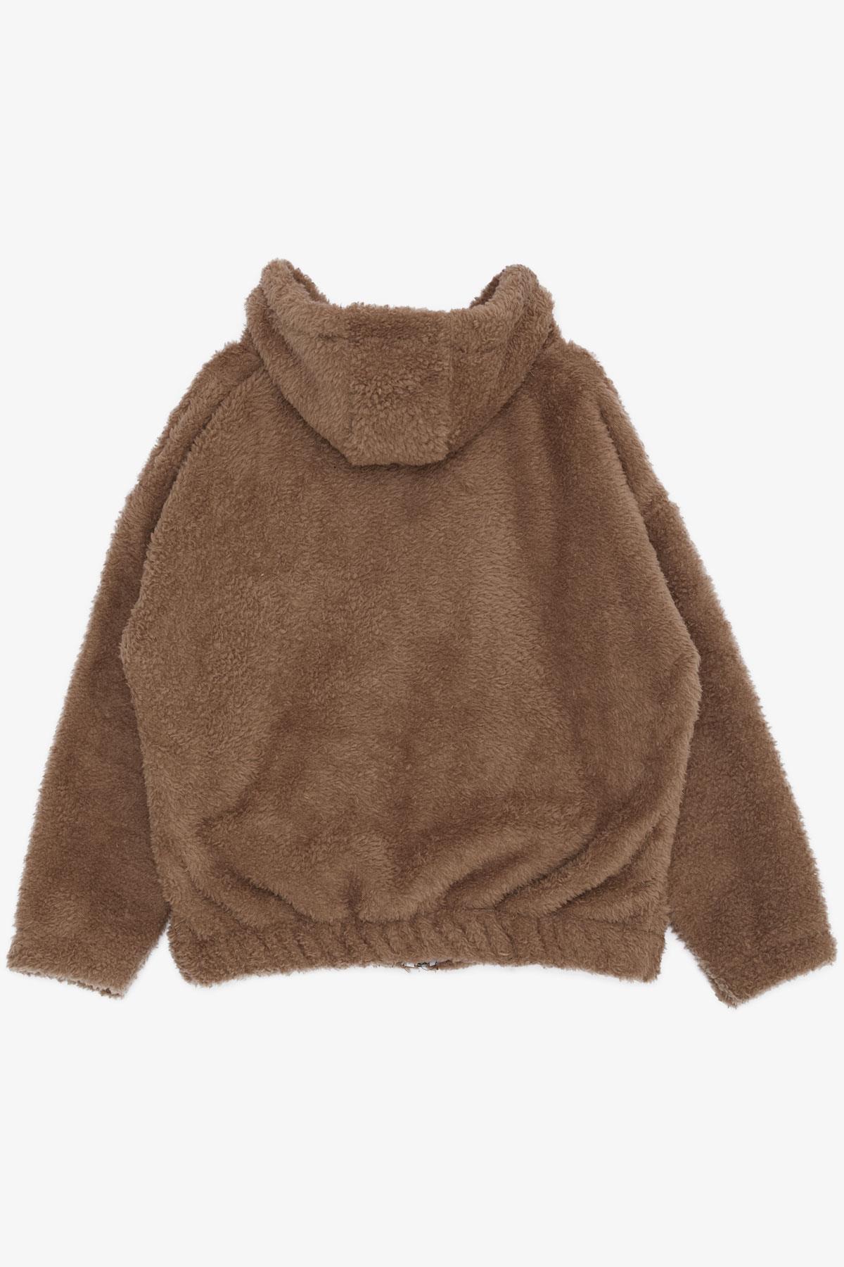 Breeze Kız Çocuk Hırka Peluş Kapüşonlu Fermuarlı Cepli Kahverengi (8-14 Yaş)