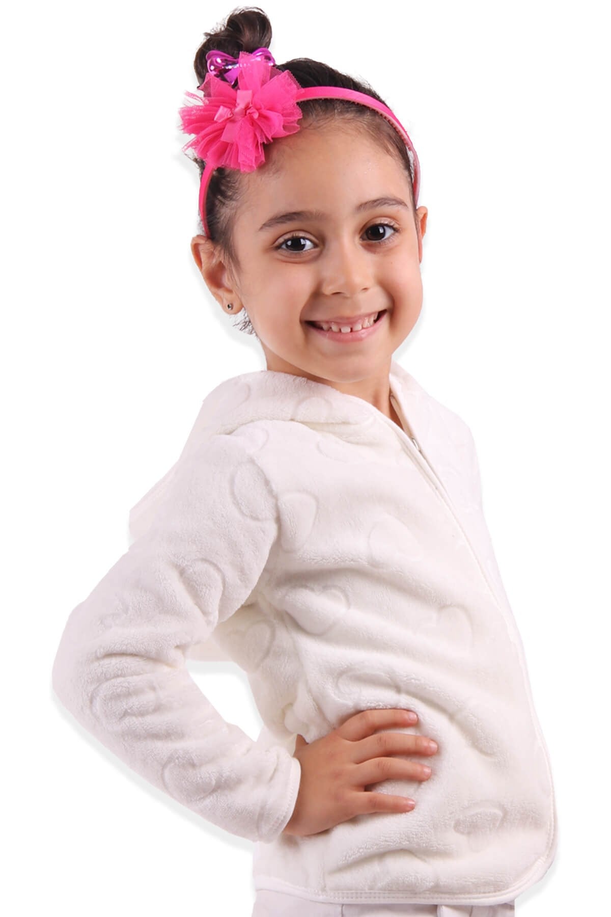 BREEZE Kız Çocuk Hırka Polar  Kapüşonlu Ekru (1-4 Yaş)