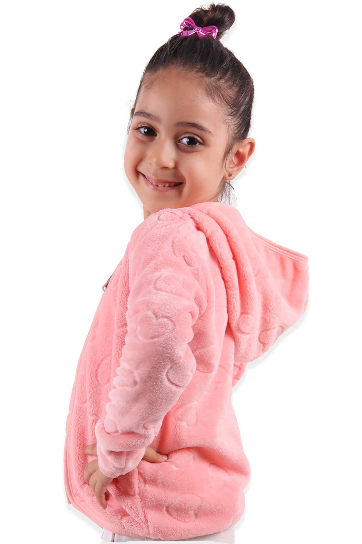 BREEZE Kız Çocuk Hırka Polar Kapüşonlu Pembe (1-4 Yaş)