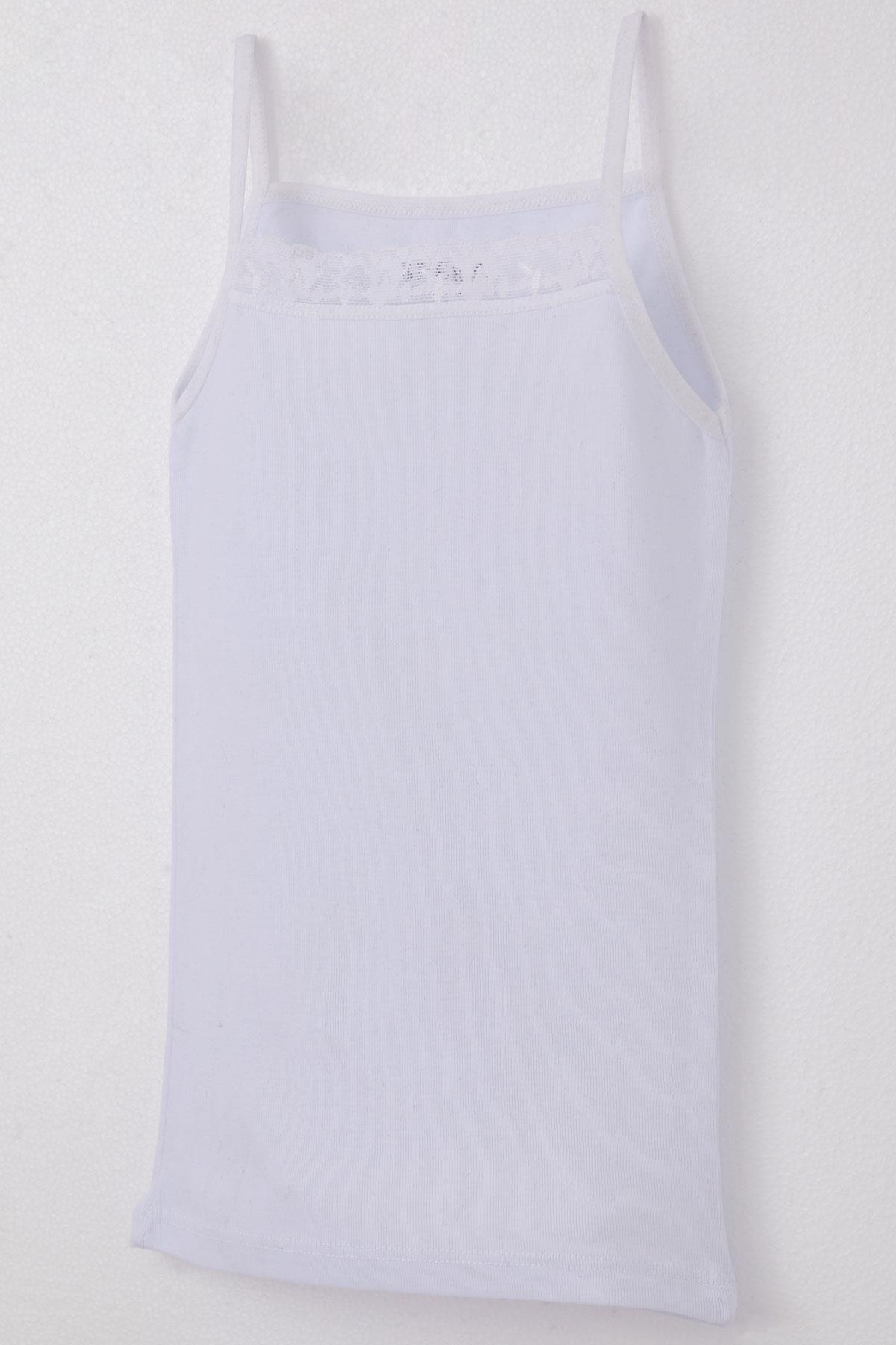 Breeze Kız Çocuk İnce Askılı Atlet Dantelli Beyaz (3 Yaş)