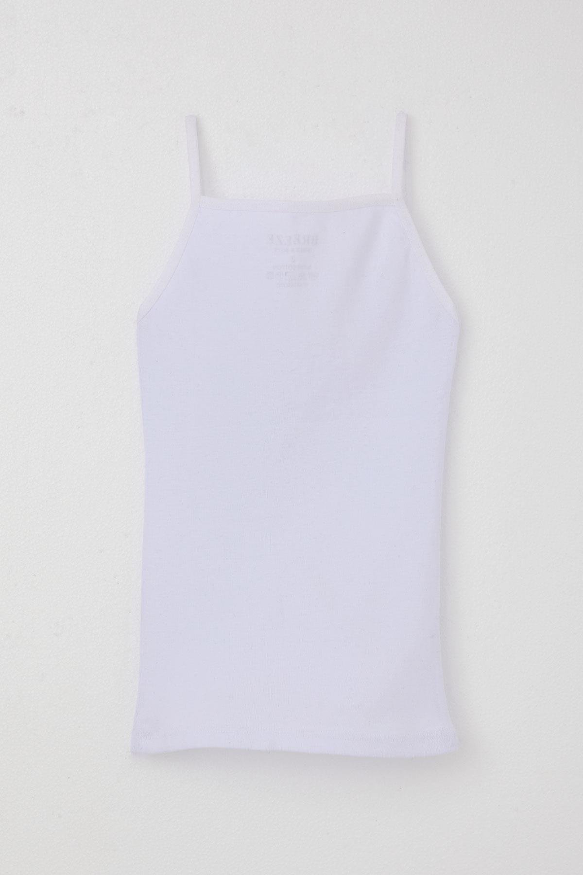 Breeze Kız Çocuk İnce Askılı Atlet Dantelli Beyaz (3 Yaş)