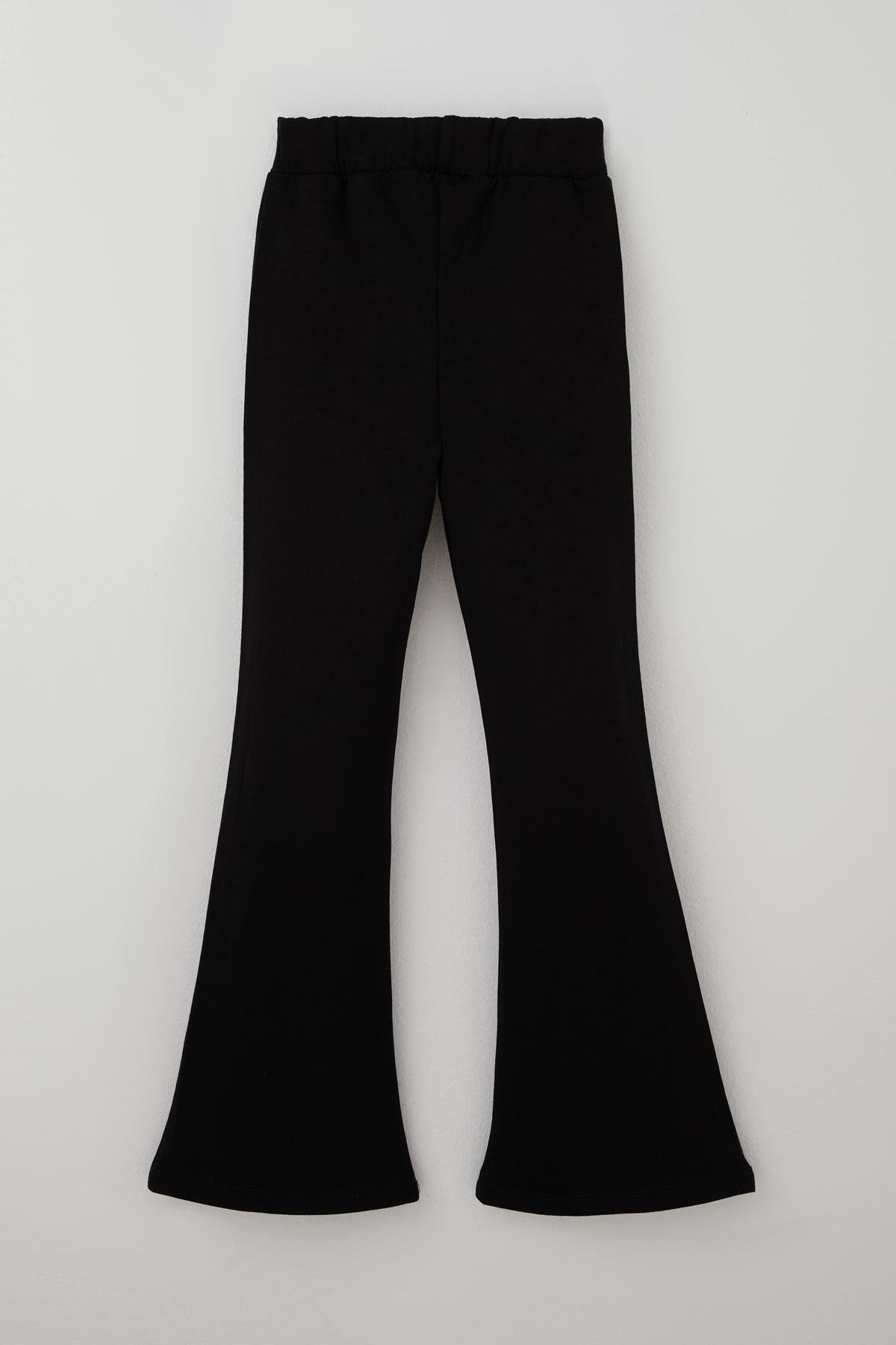 Breeze Kız Çocuk İspanyol Paça Tayt Dekoratif Metal Kalp Armalı Çima Dikişli Siyah (8-14 Yaş)