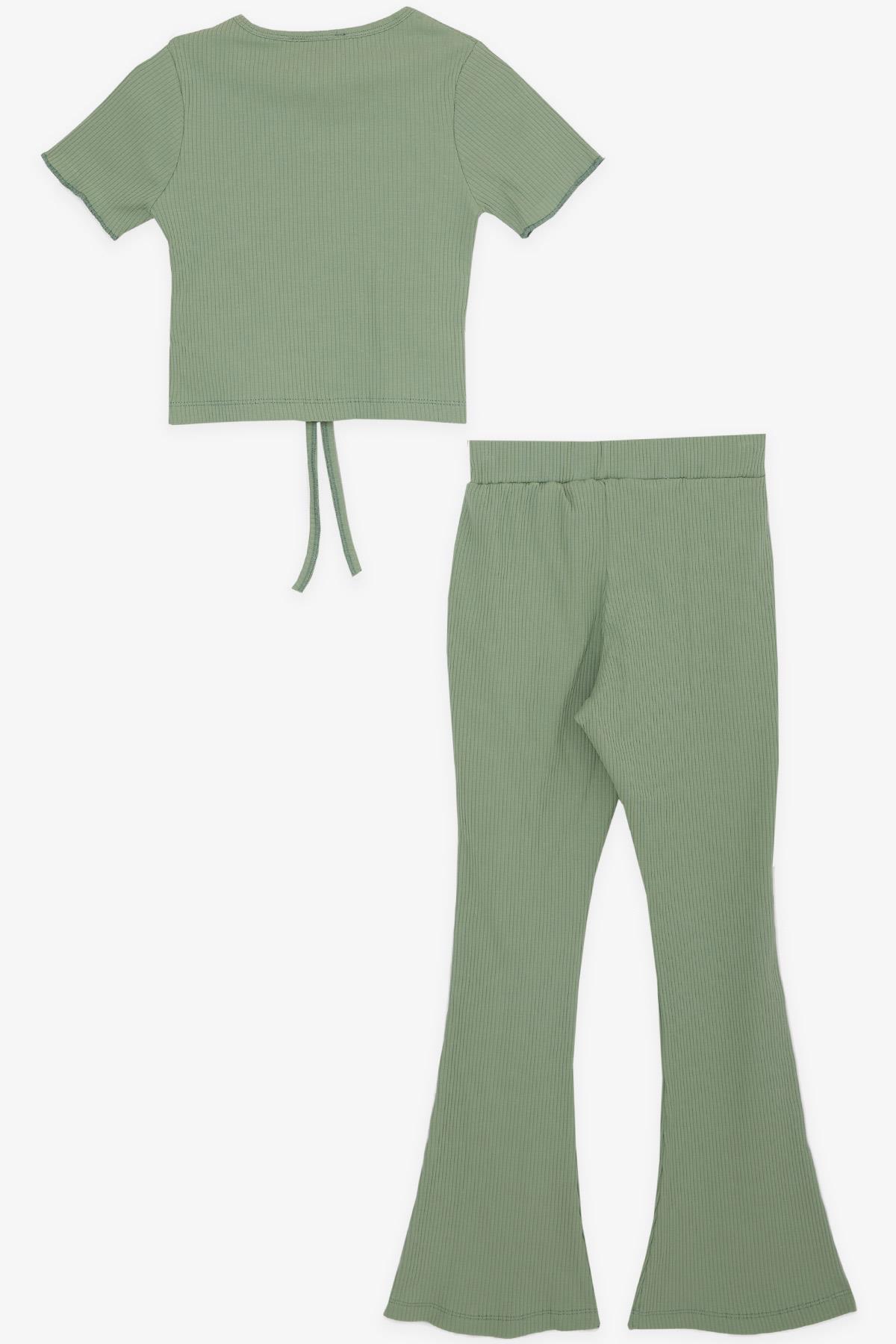 Breeze Kız Çocuk İspanyol Paça Taytlı Crop Takım Mint Yeşili (5-10 Yaş)