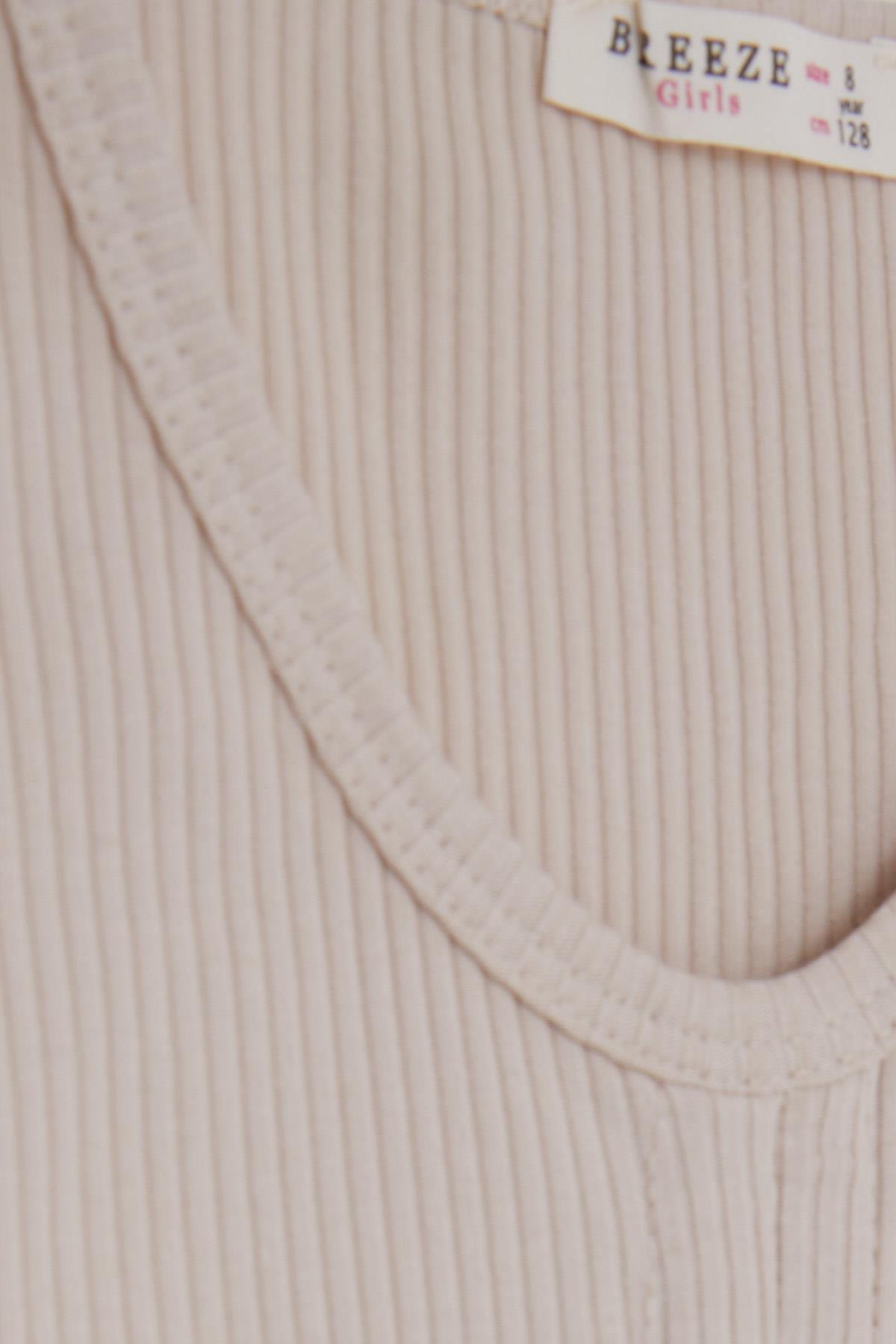 Breeze Kız Çocuk İspanyol Paça Taytlı Crop Takım Bej (5-10 Yaş)