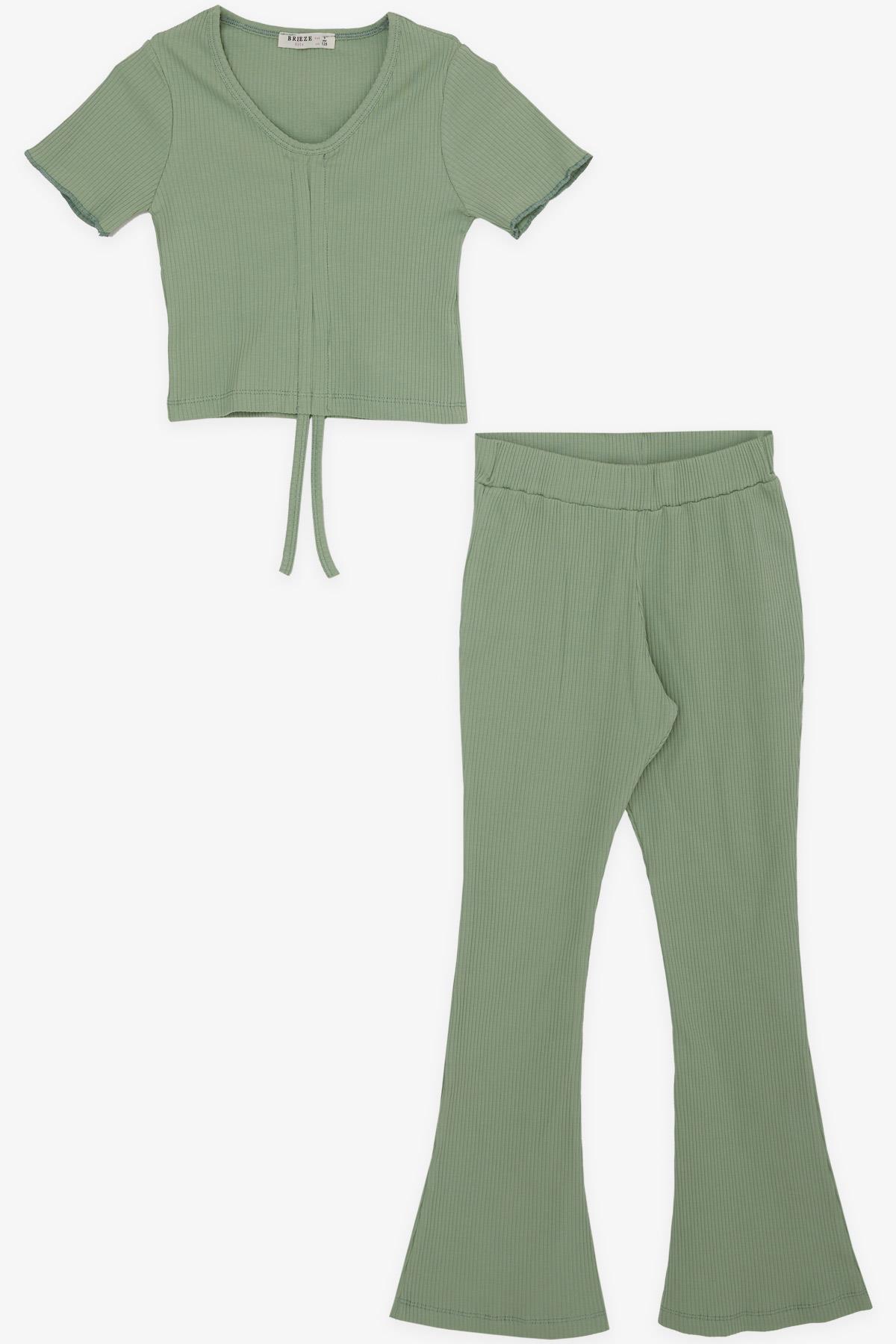 Breeze Kız Çocuk İspanyol Paça Taytlı Crop Takım Mint Yeşili (5-10 Yaş)