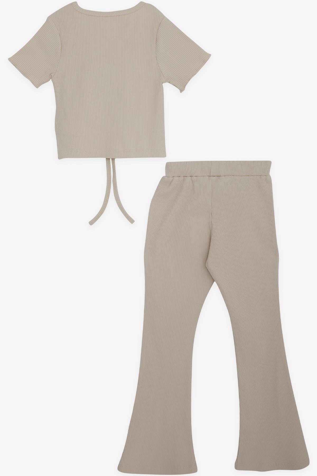 Breeze Kız Çocuk İspanyol Paça Taytlı Crop Takım Bej (5-10 Yaş)