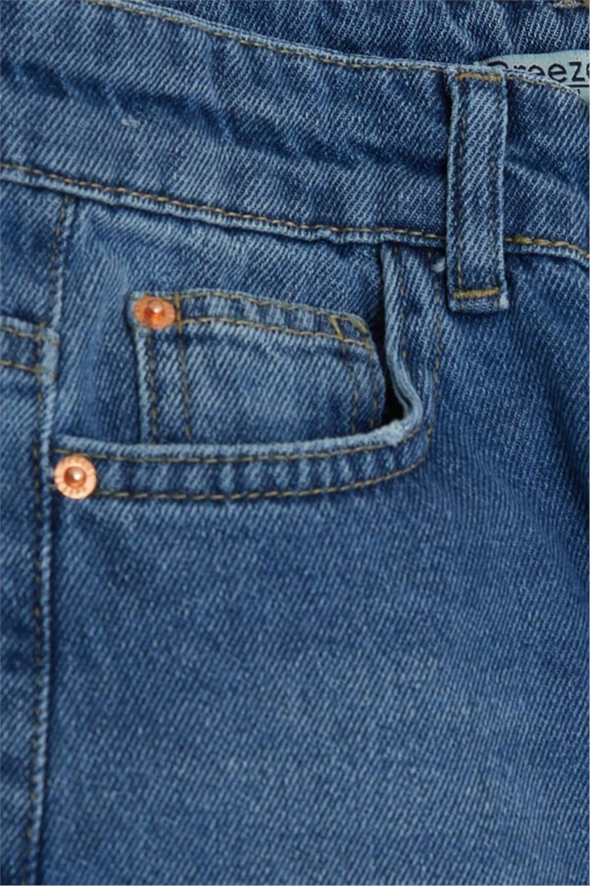 Breeze Kız Çocuk Jean Pantalon Geniş Paça Cepli Mavi (5-9 Yaş)