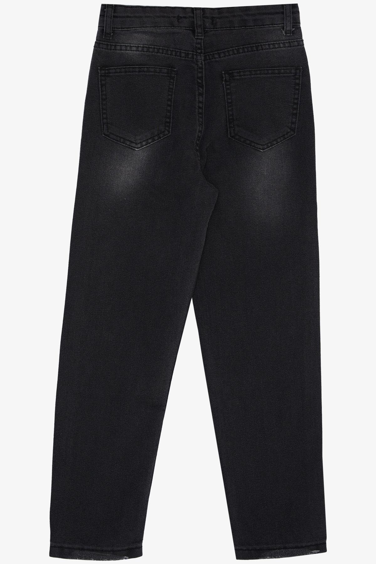 Breeze Kız Çocuk Jean Pantalon Taşlanmış Cepli Siyah (10-14 Yaş)