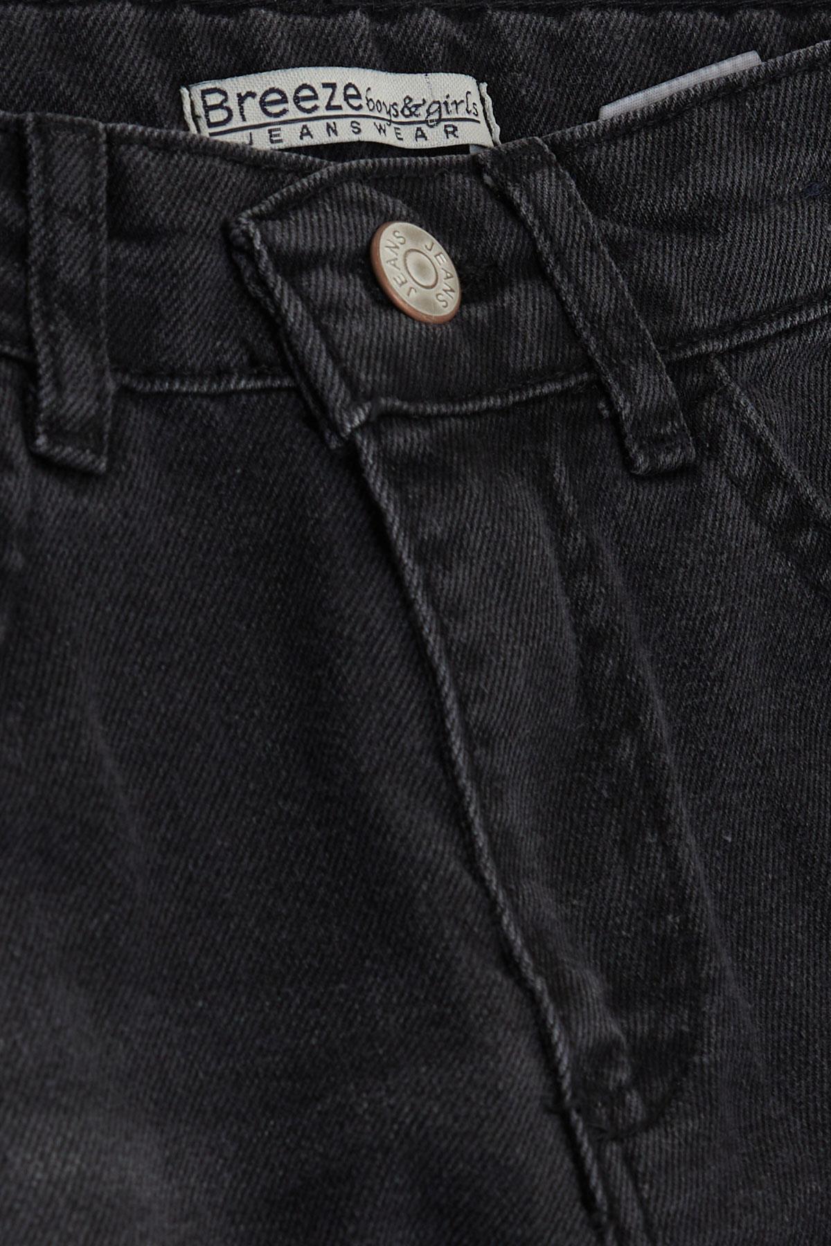 Breeze Kız Çocuk Jean Pantalon Taşlanmış Cepli Siyah (10-14 Yaş)