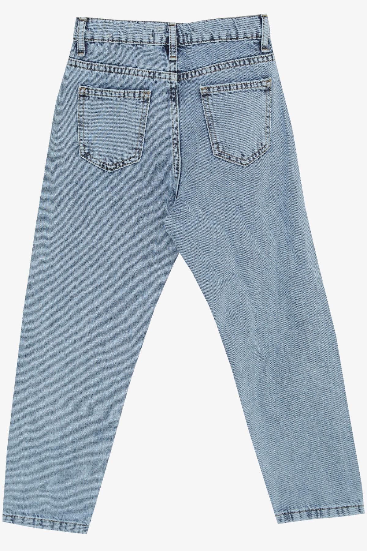 Breeze Kız Çocuk Jean Pantolon Cepli Fermuarlı Mavi (5-9 Yaş)