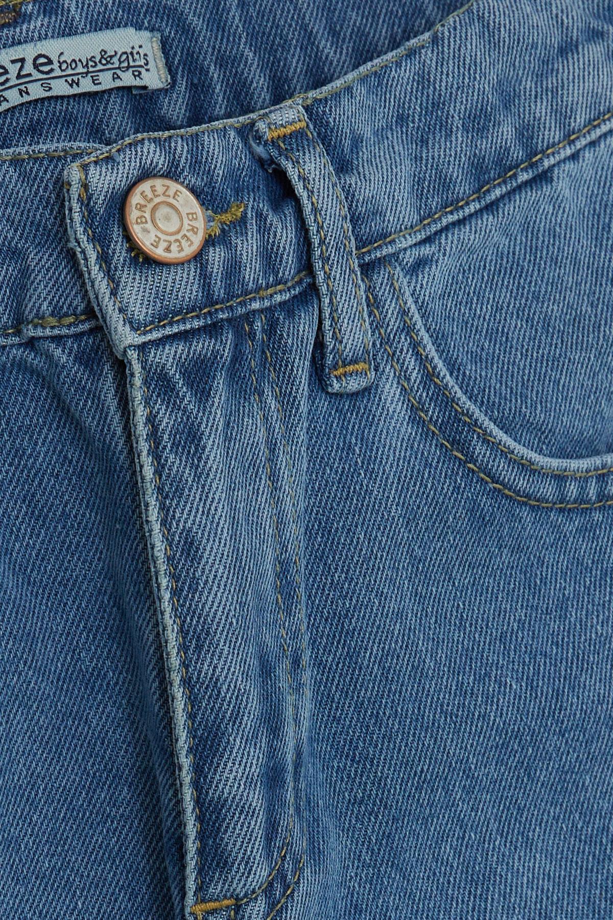 Breeze Kız Çocuk Jean Pantolon Cepli Fermuarlı Mavi (5-9 Yaş)