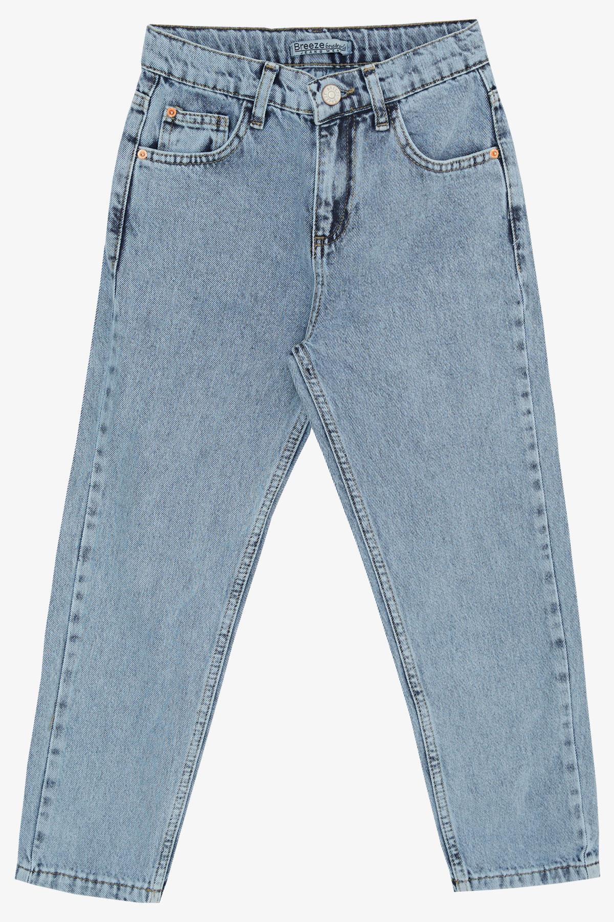 Breeze Kız Çocuk Jean Pantolon Cepli Fermuarlı Mavi (5-9 Yaş)