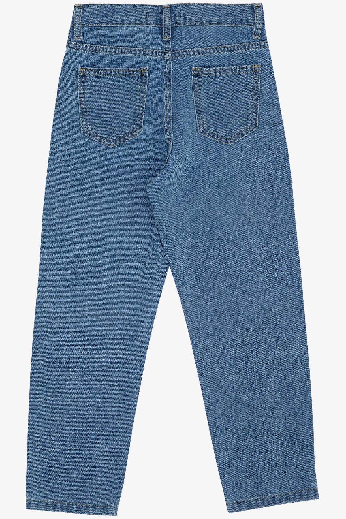 Breeze Kız Çocuk Jean Pantolon Cepli Fermuarlı Mavi (5-9 Yaş)