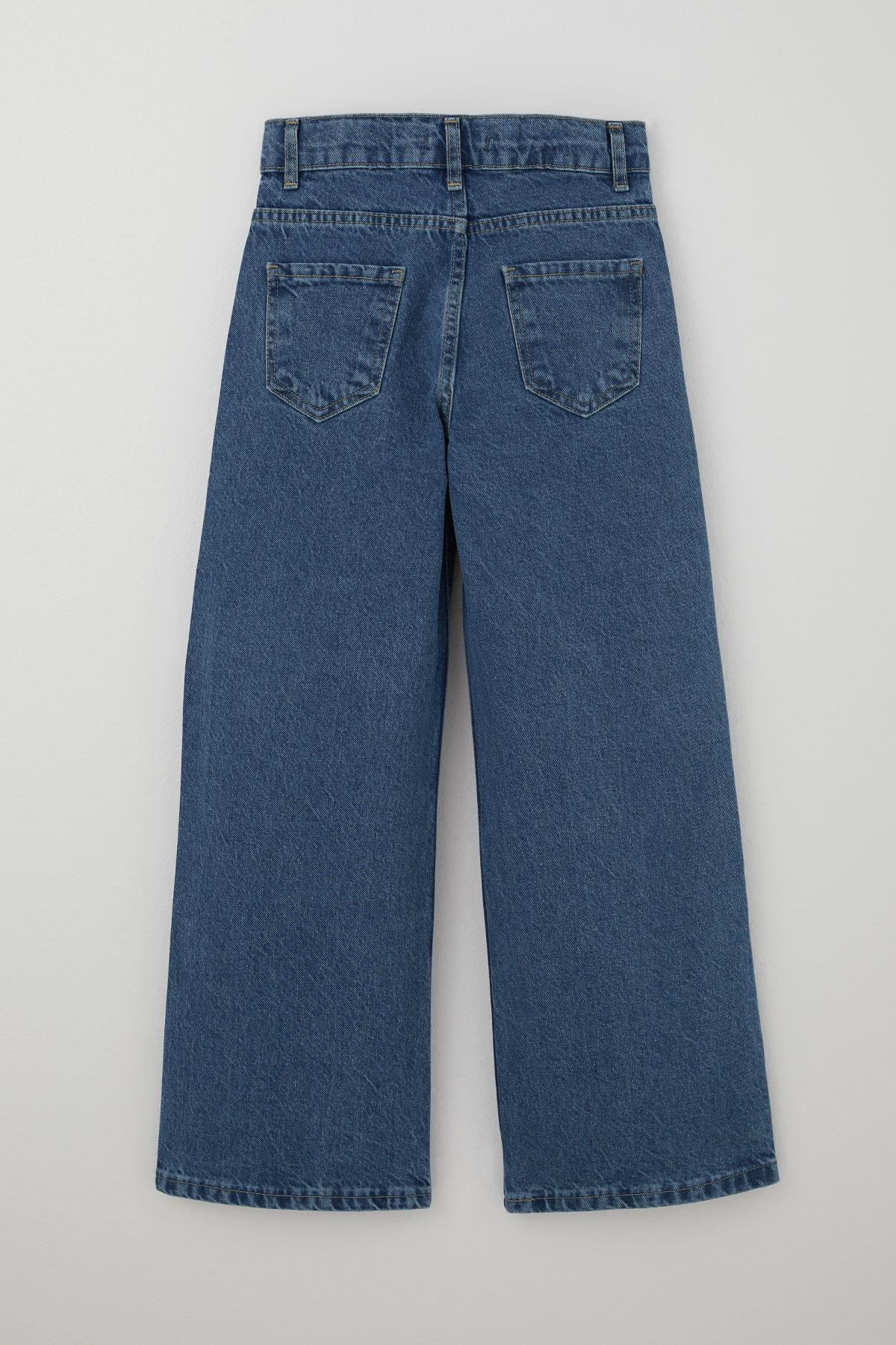 Breeze Kız Çocuk Jean Pantolon Damla Taş Aksesuarlı Mavi (11-13 Yaş)