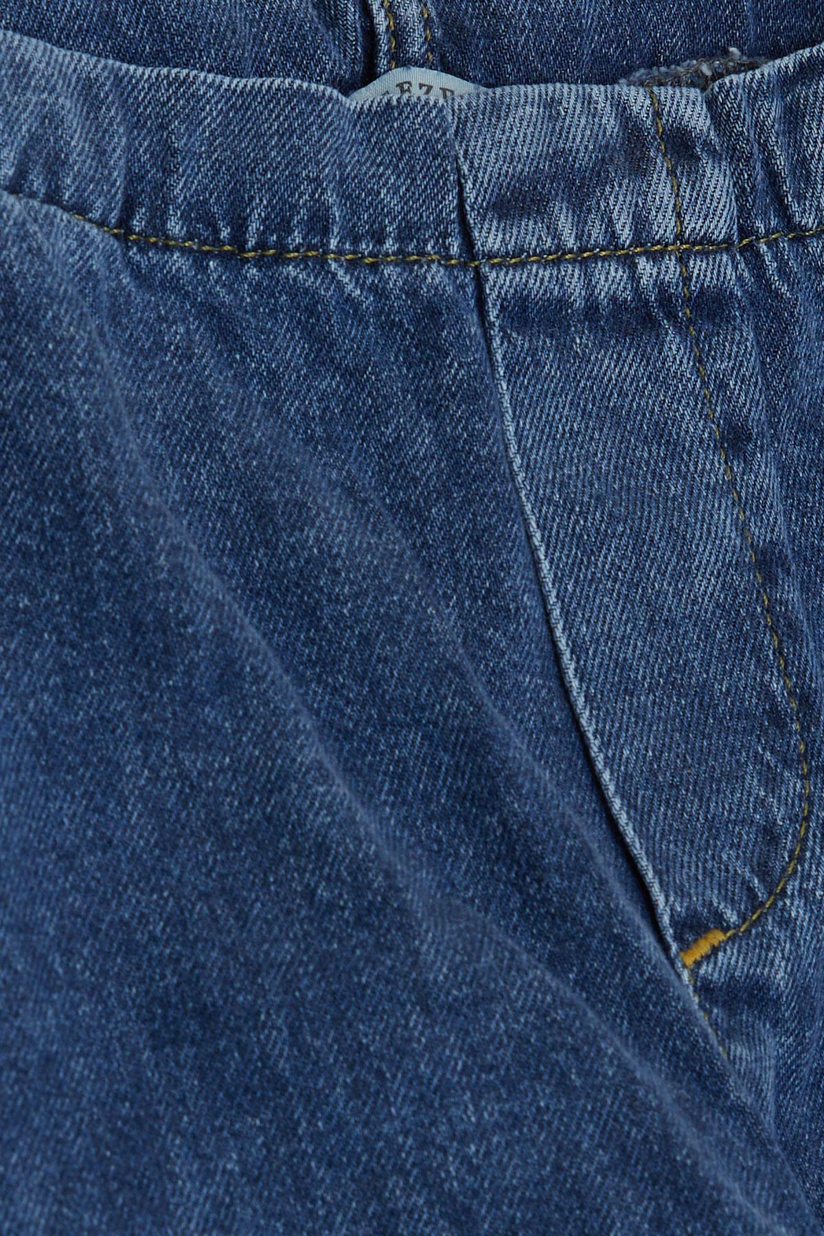 Breeze Kız Çocuk Jean Pantolon Kargo Cepli Beli Paçası Lastik Büzgü Mavi (9-14 Yaş)