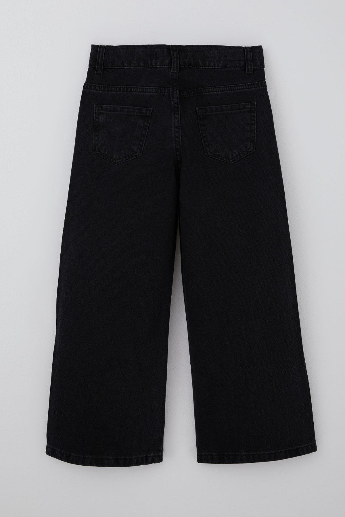 Breeze Kız Çocuk Jean Pantolon Taşlı Cepli Siyah (5-9 Yaş)