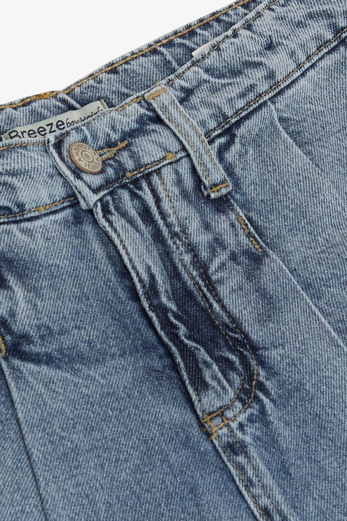 Breeze Kız Çocuk Jean Şort Etek Pileli Püsküllü Mavi (10-13 Yaş)