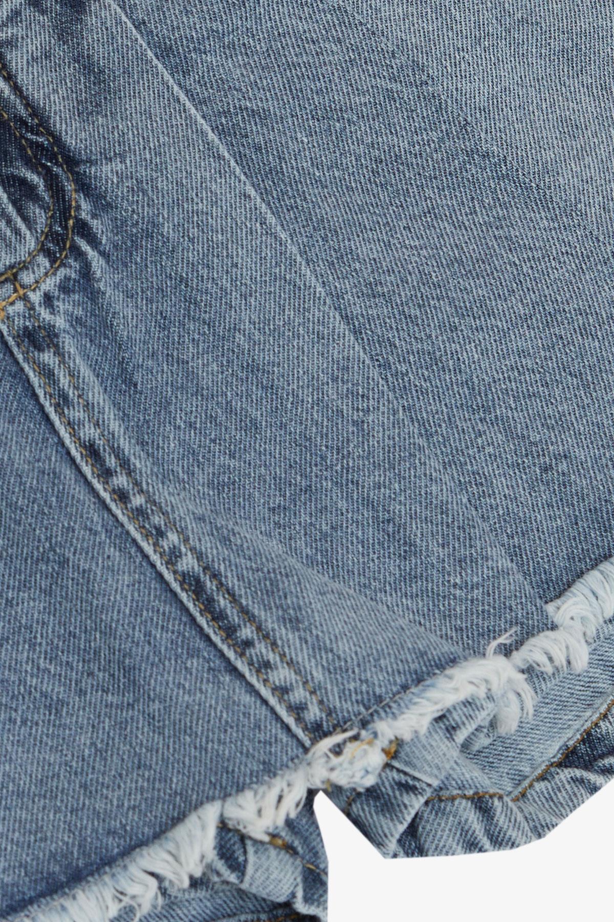 Breeze Kız Çocuk Jean Şort Etek Pileli Püsküllü Mavi (10-13 Yaş)