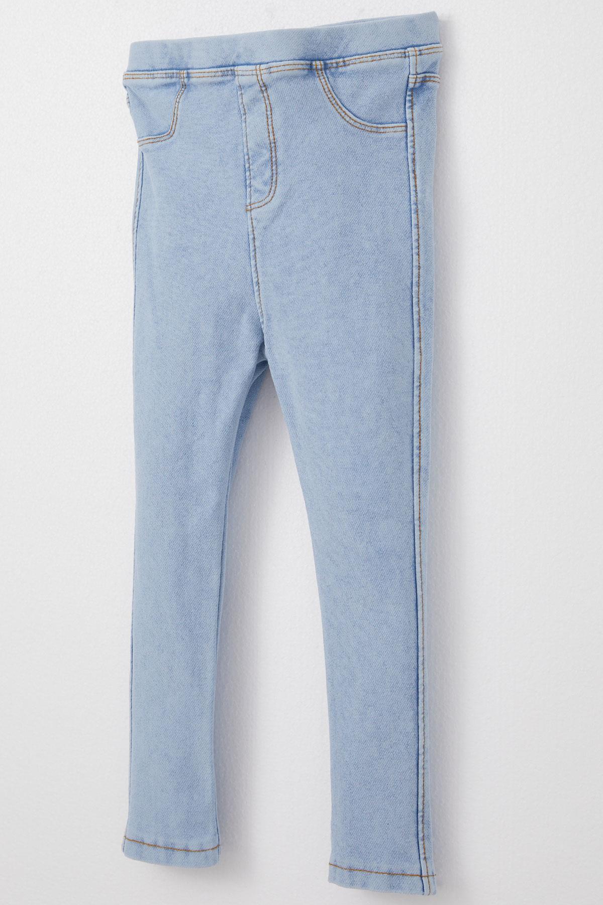 Breeze Kız Çocuk Jean Tayt Beli Lastikli Açık Mavi (1-5 Yaş)