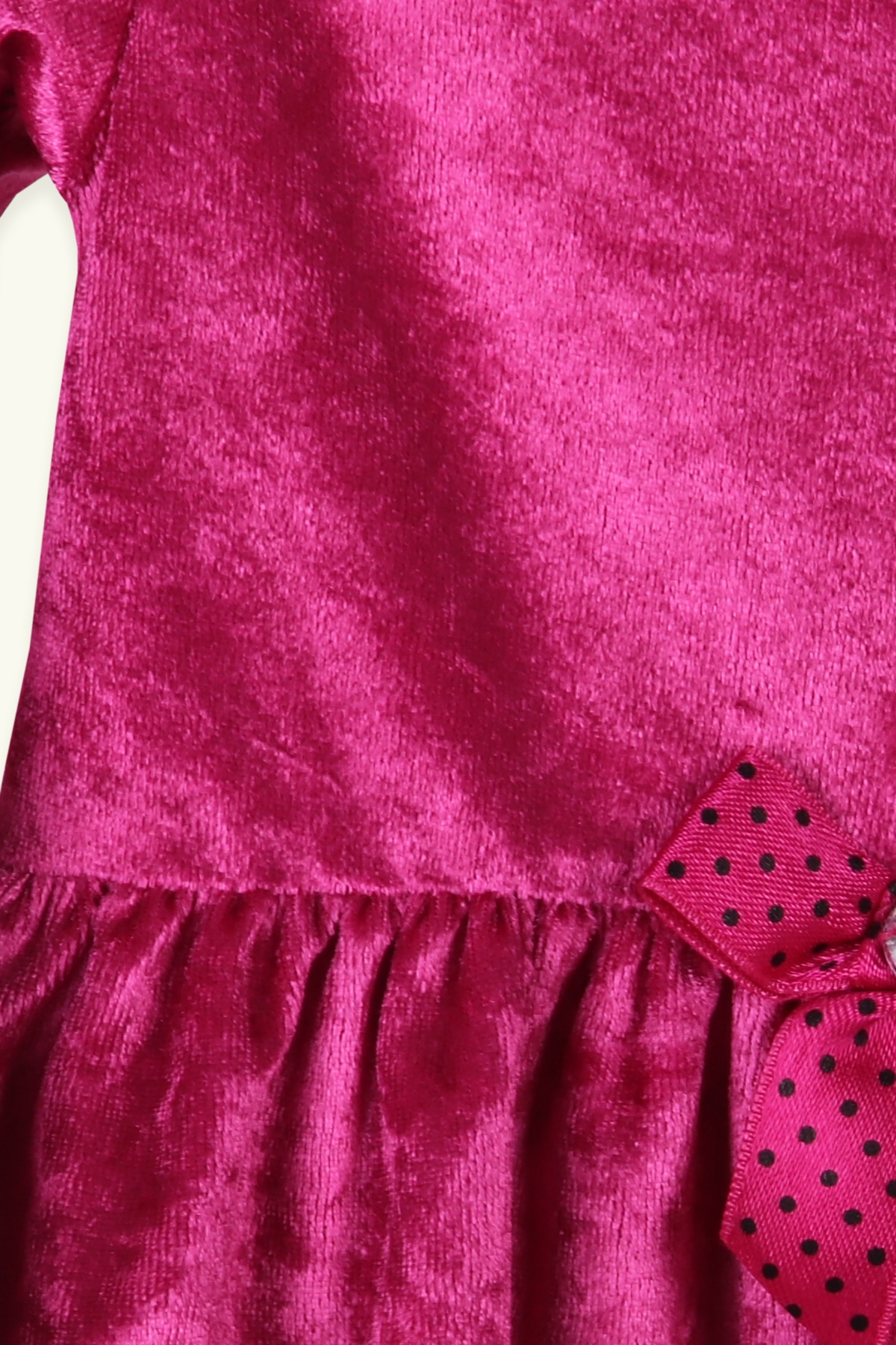 Breeze Kız Çocuk Kadife Elbise Fiyonklu Fuşya (1.5-5 Yaş)