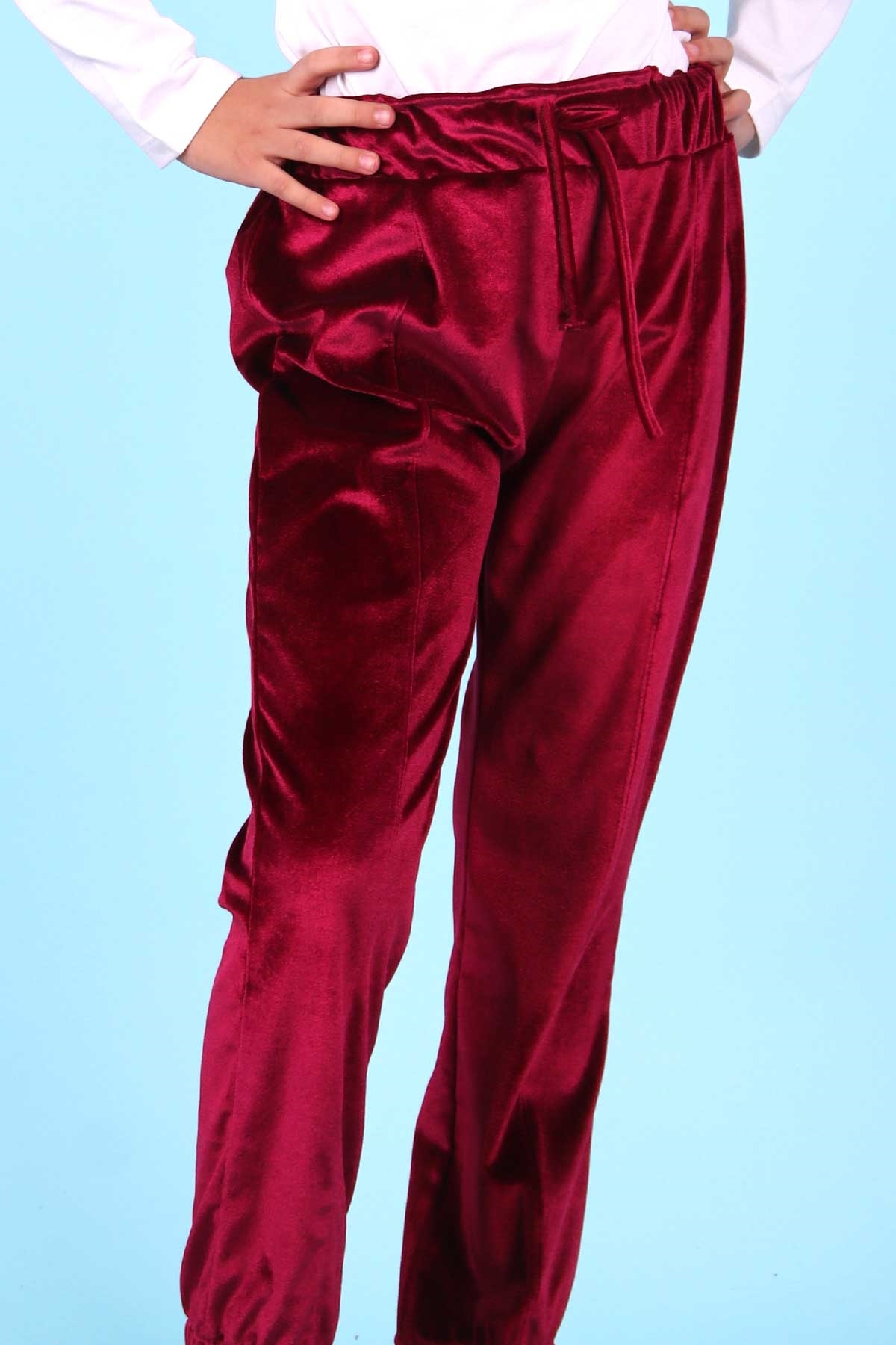 Breeze Kız Çocuk Kadife Eşofman Altı Basic Bordo (7-12 Yaş)