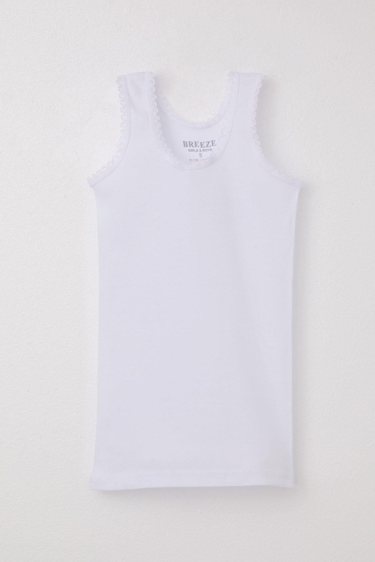 Breeze Kız Çocuk Kalın Askılı Atlet Beyaz (5-11 Yaş)