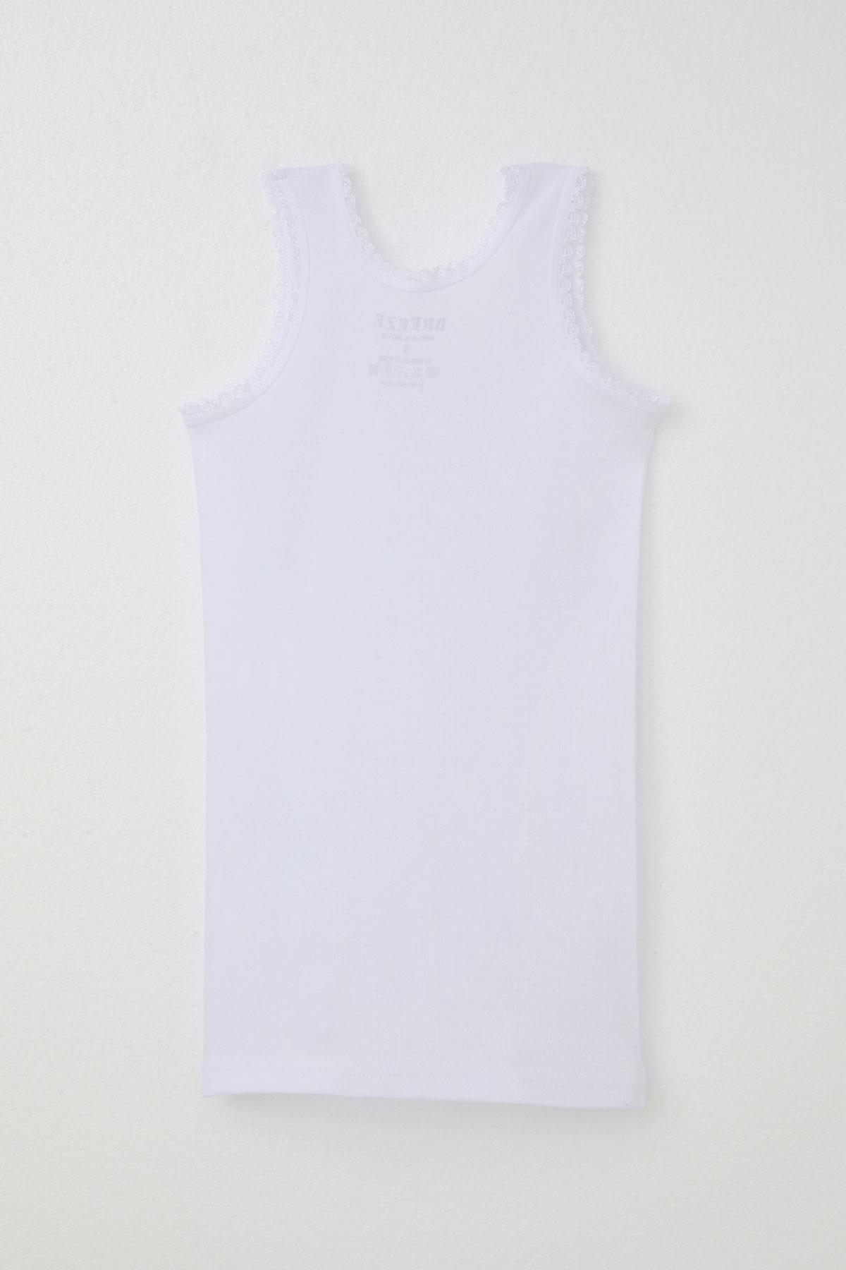 Breeze Kız Çocuk Kalın Askılı Atlet Beyaz (5-11 Yaş)