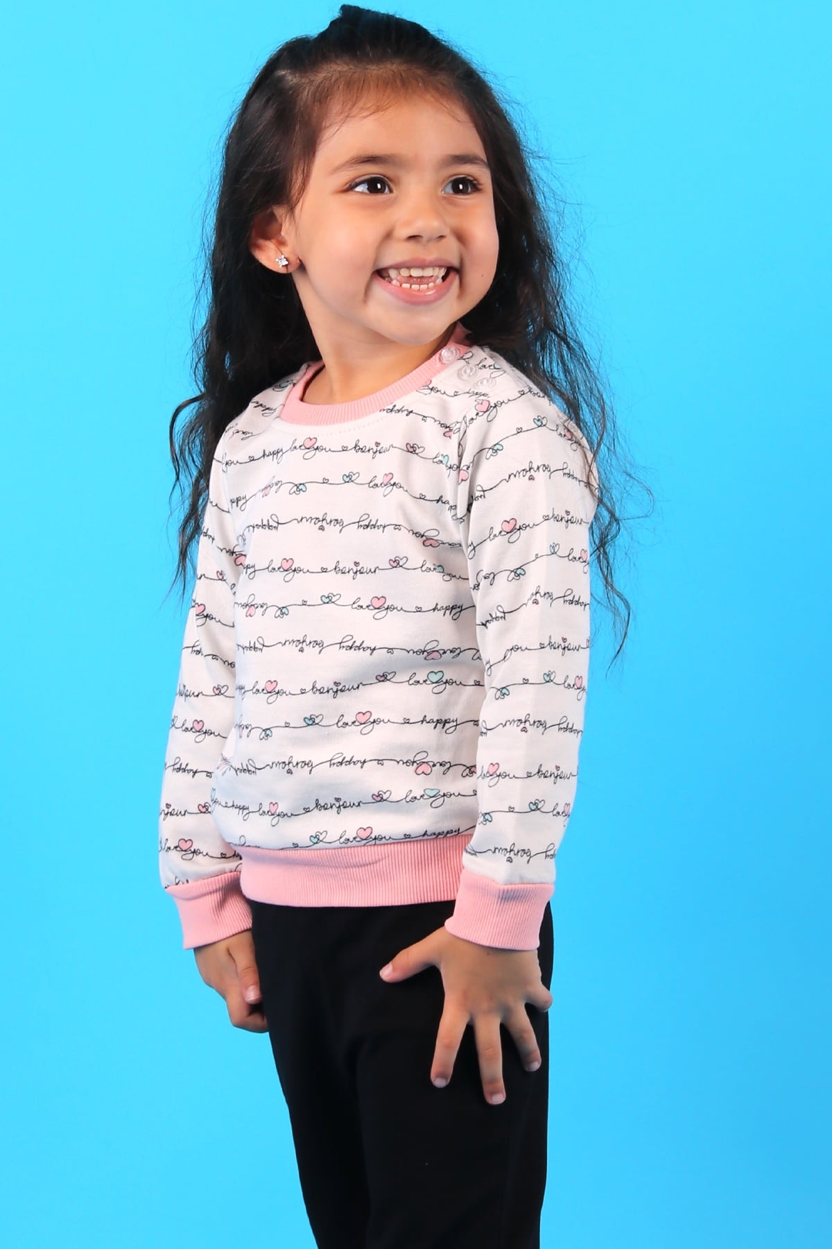 Breeze Kız Çocuk Kalpli Sweatshirt Somon (1.5-5 Yaş)