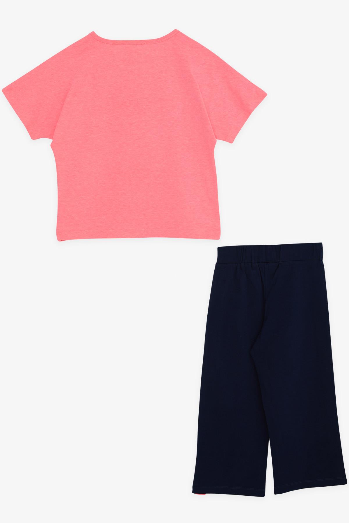 Breeze Kız Çocuk Kapri Pantolonlu Takım Baskılı Neon Pembe (6-12 Yaş)