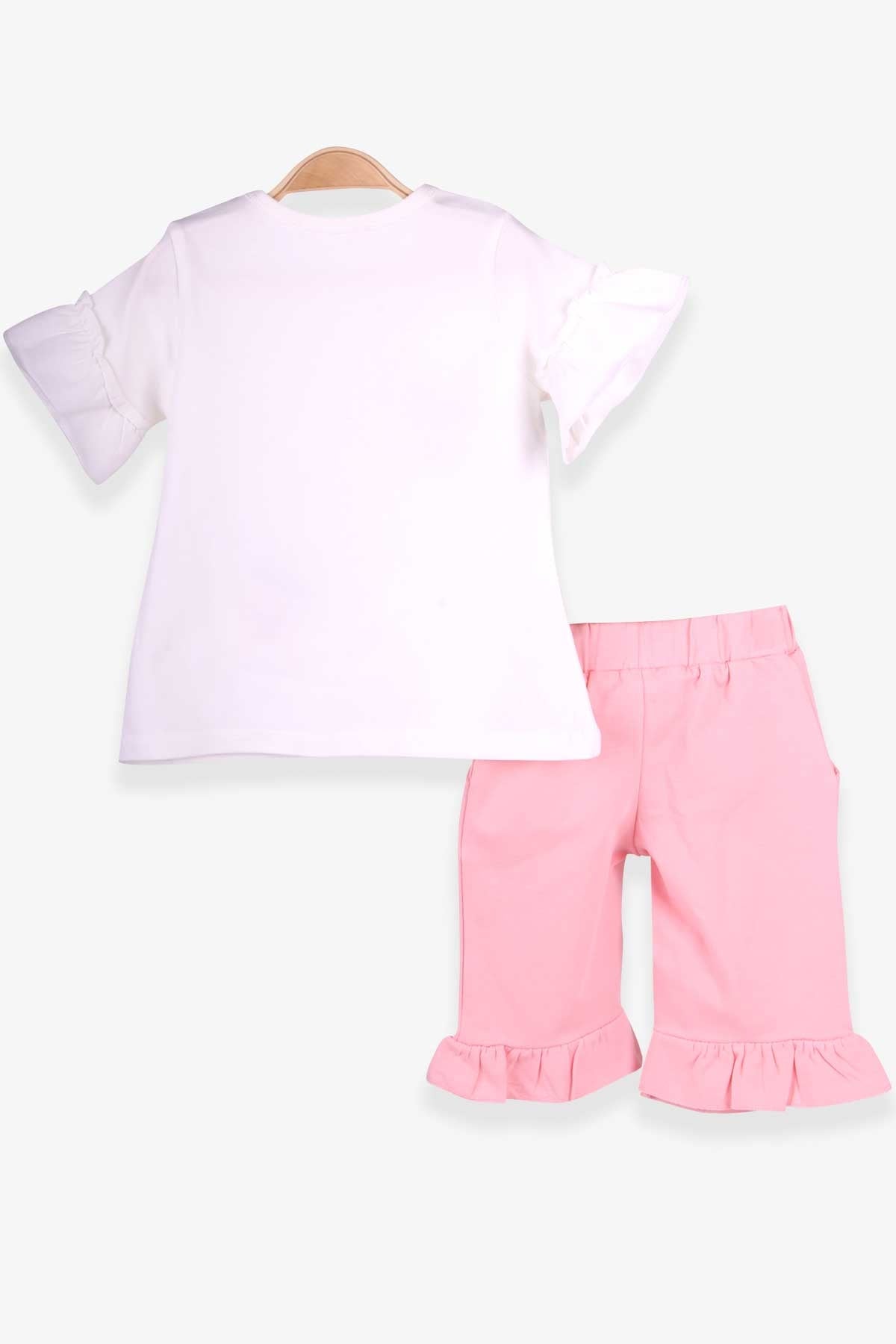 Breeze Kız Çocuk Kapri Pantolonlu Takım Nakışlı Fiyonklu Ekru (1.5-5 Yaş)