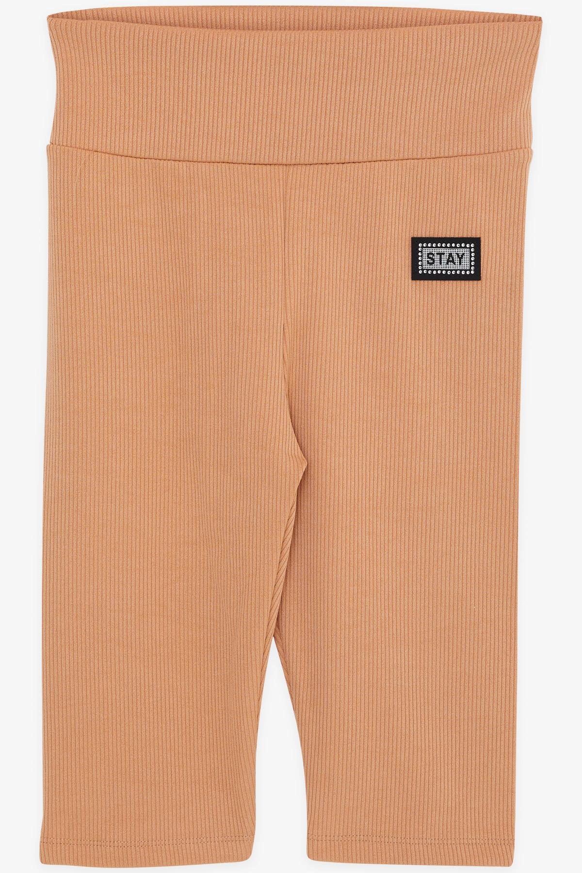 Breeze Kız Çocuk Kapri Tayt Armalı Taşlı Açık Kahverengi (9-14 Yaş)
