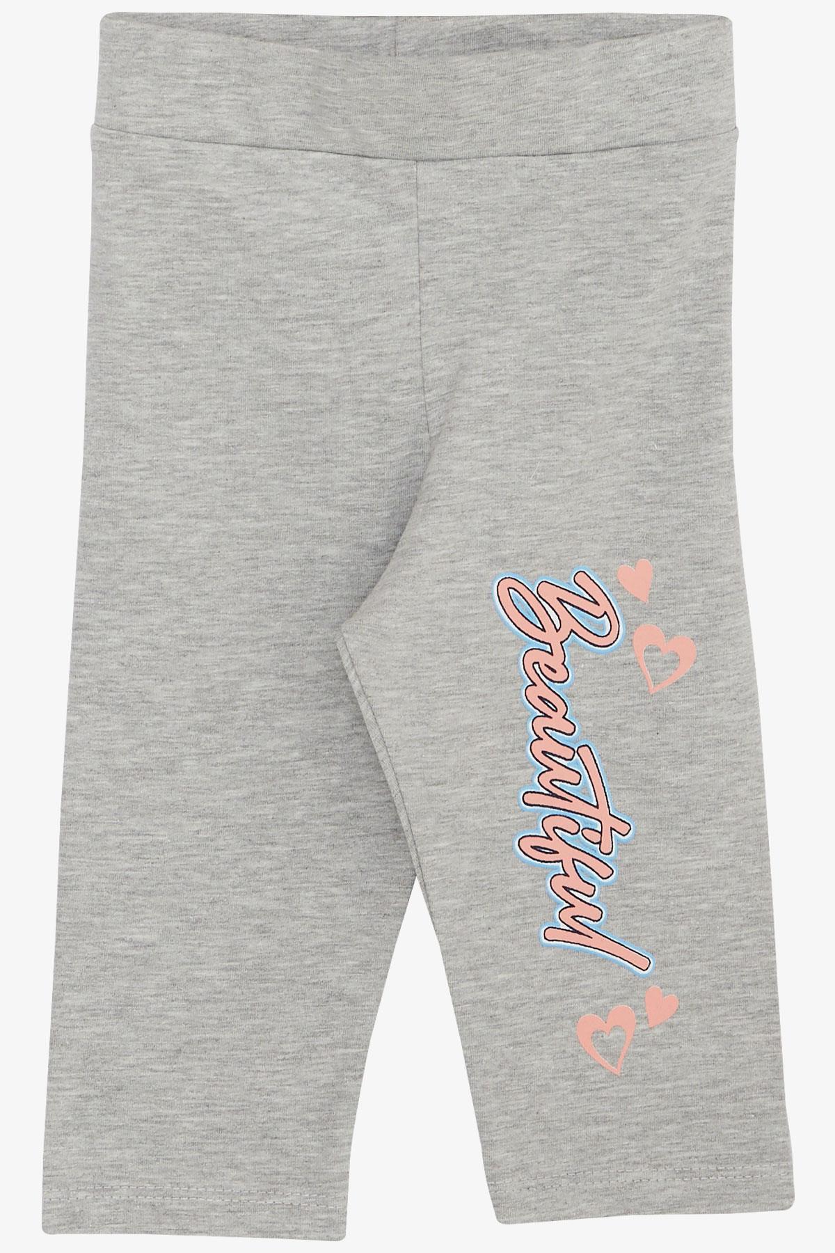 Breeze Kız Çocuk Kapri Tayt Takım Güzel Kız Baskılı Pudra (1.5-5 Yaş)