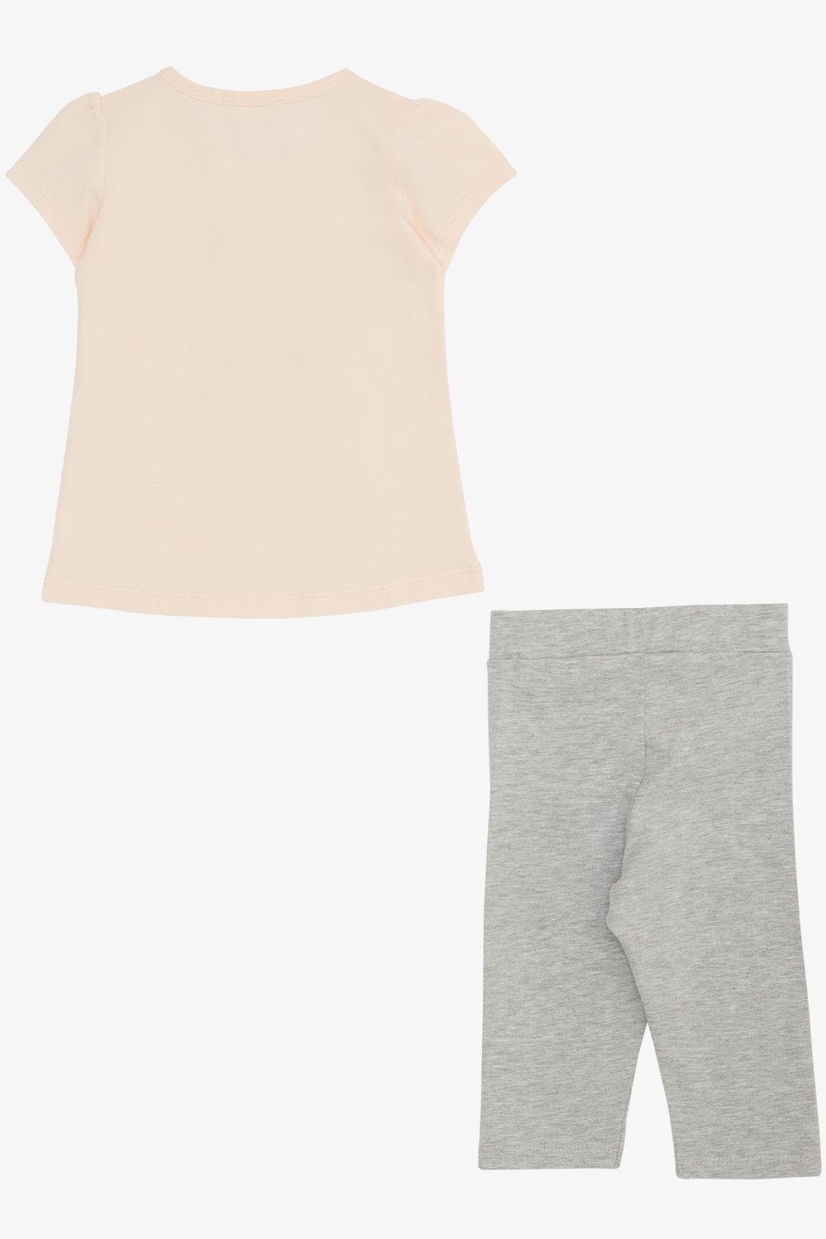 Breeze Kız Çocuk Kapri Tayt Takım Güzel Kız Baskılı Pudra (1.5-5 Yaş)
